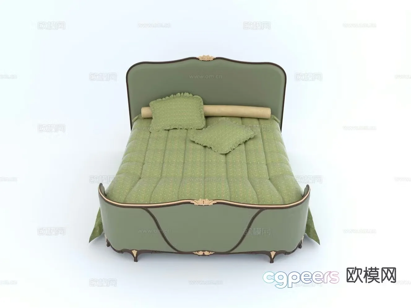 American double bed 3d model