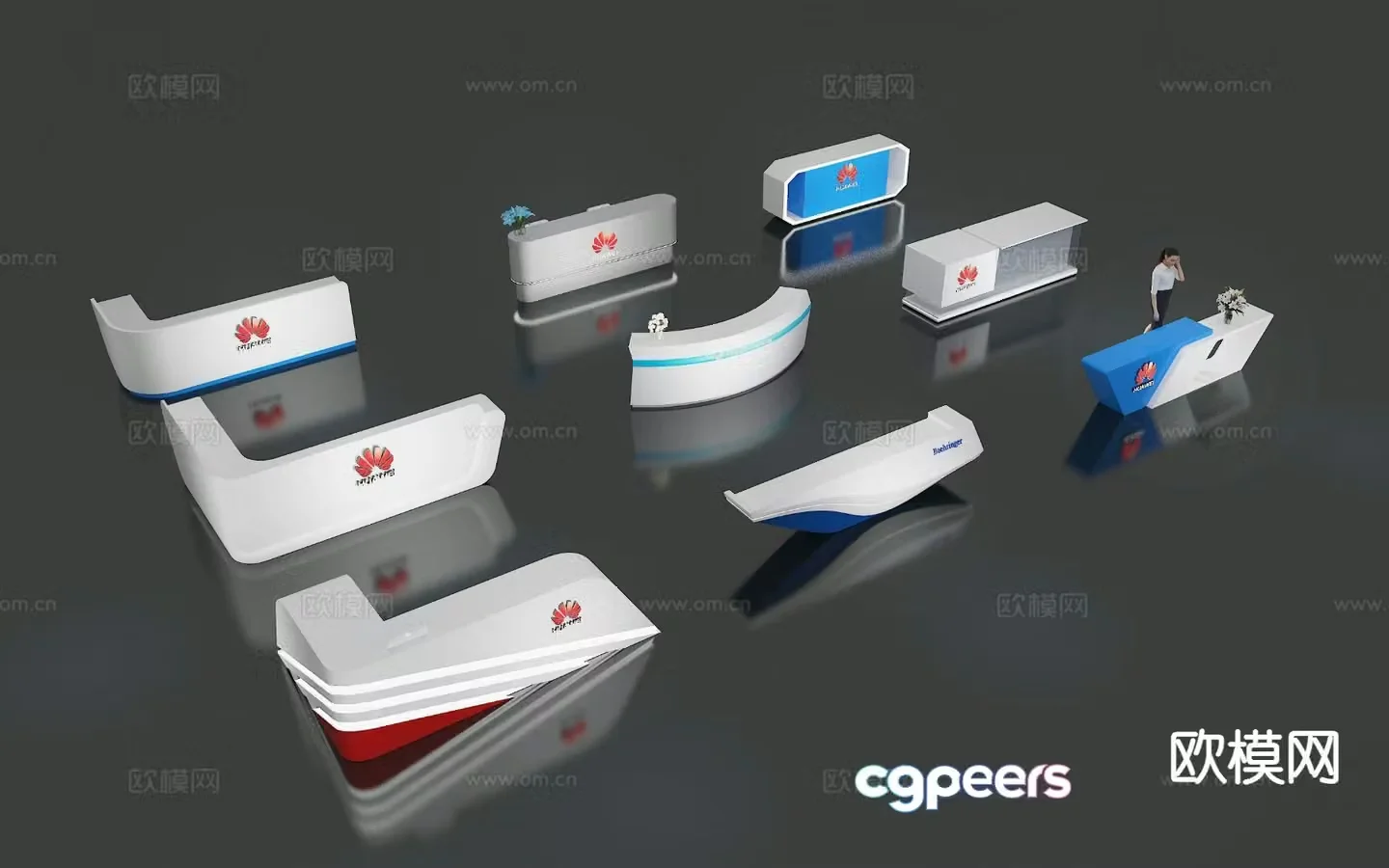 Reception desk exhibition booth information desk 3D model