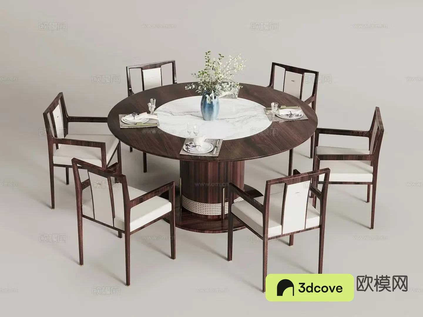 New Chinese style dining table and chairs round dining table