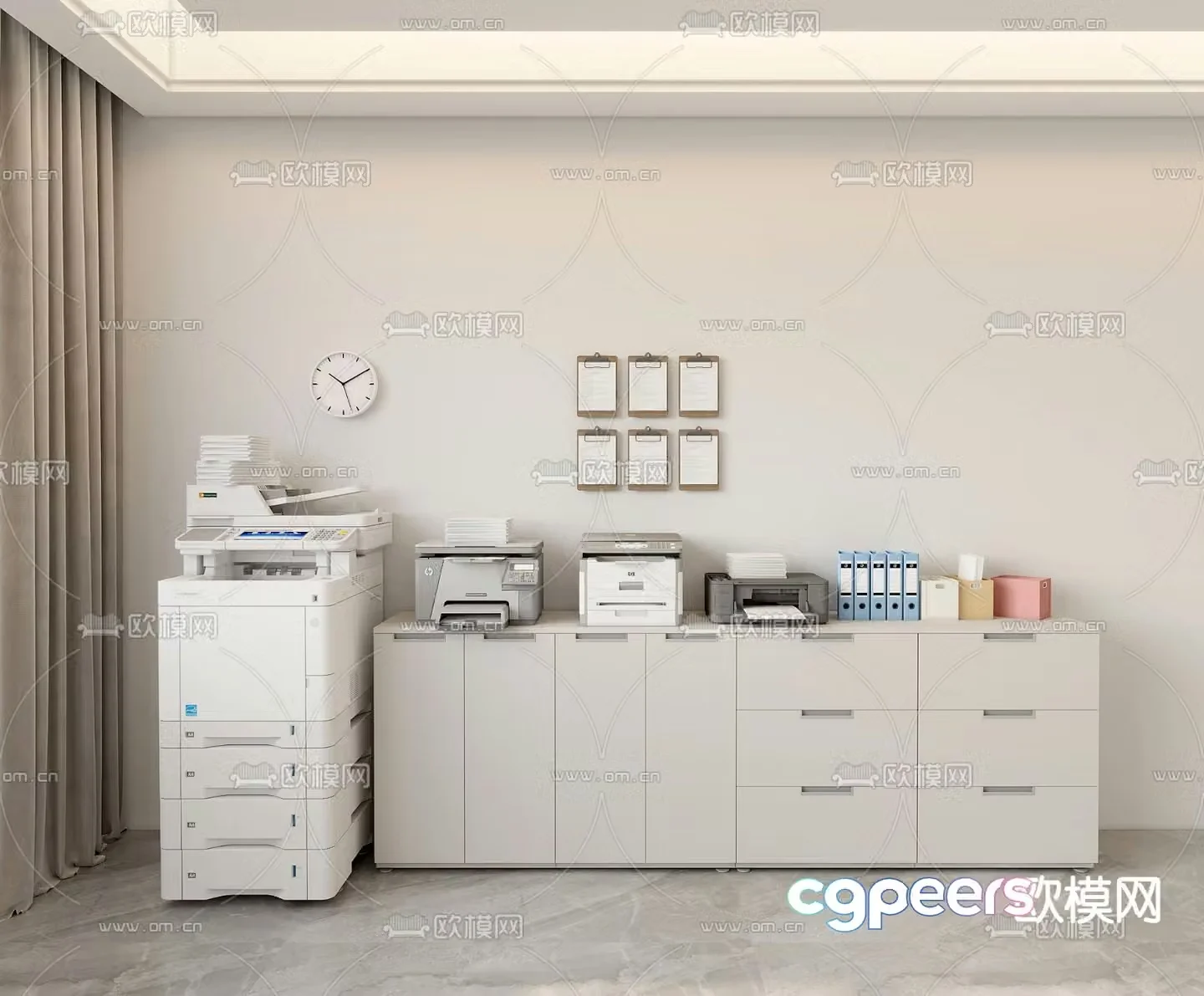 File cabinet copier printer 3d model