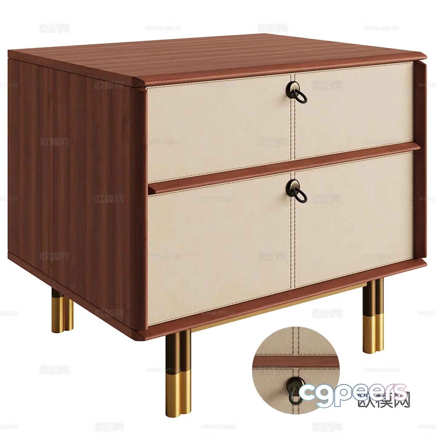 Medieval style bedside table 3d model