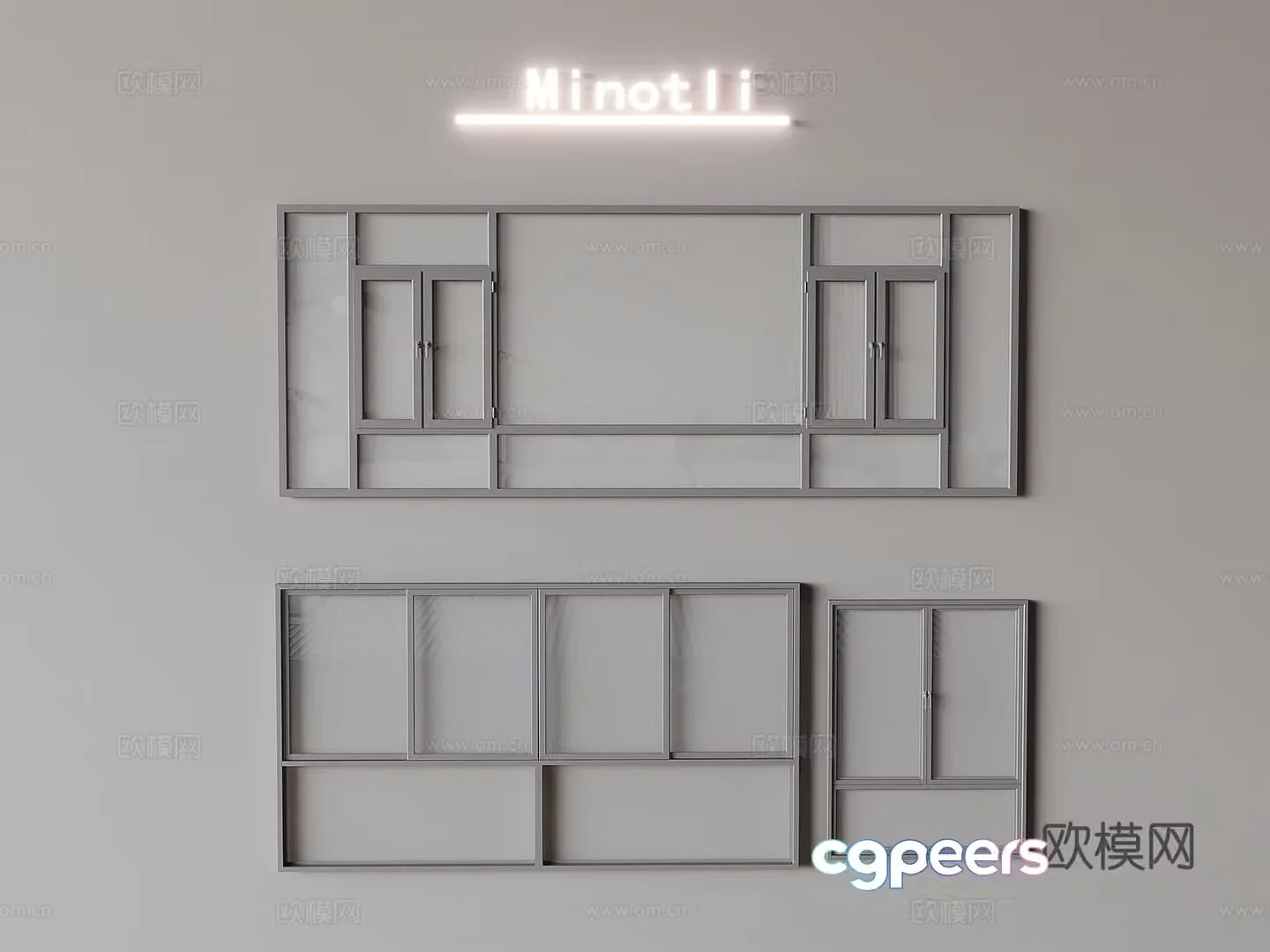 Window combination Floor to ceiling window Balcony window Broken bridge aluminum window 3D model