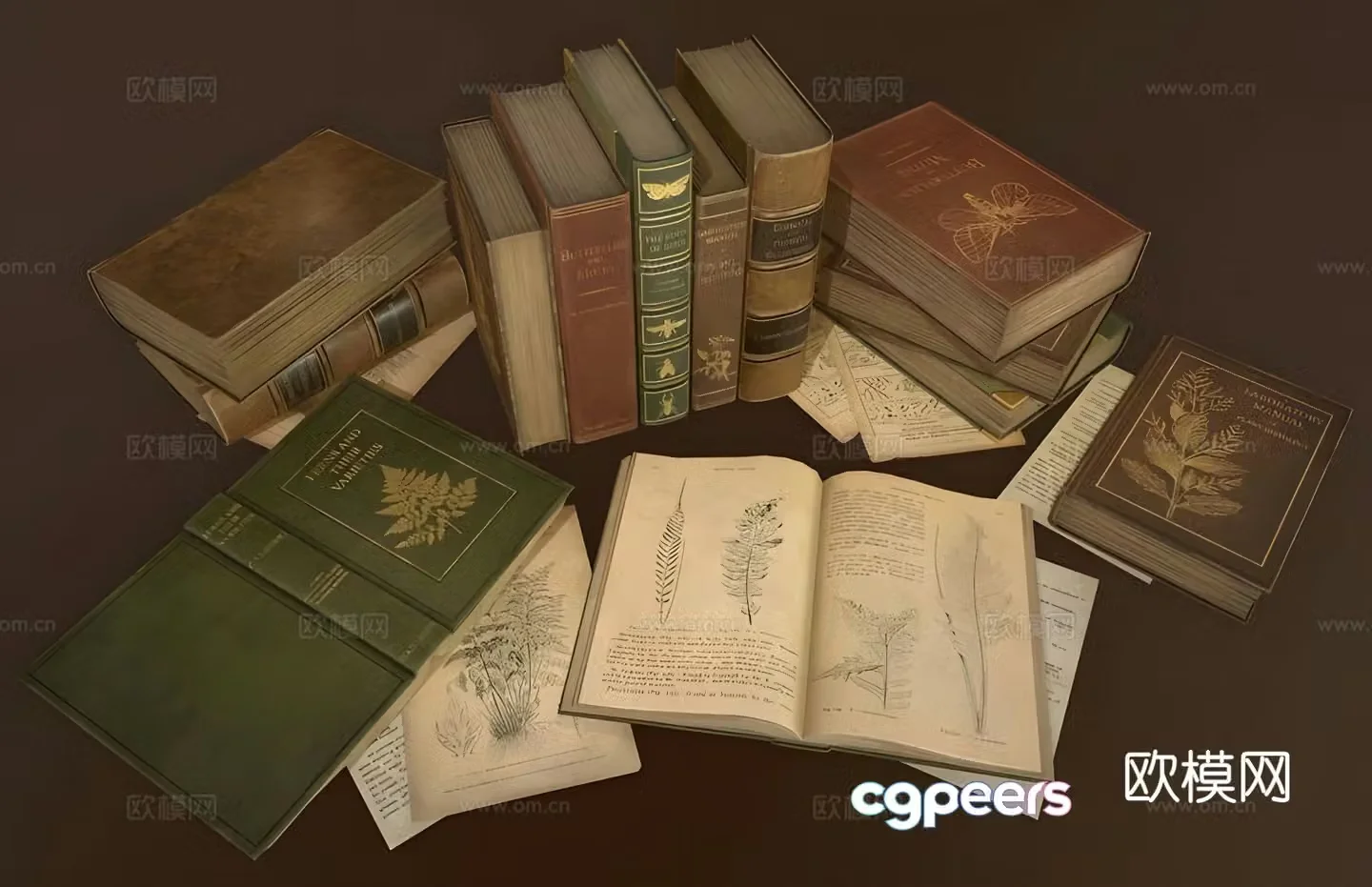 European old books books stacks English books 3d model