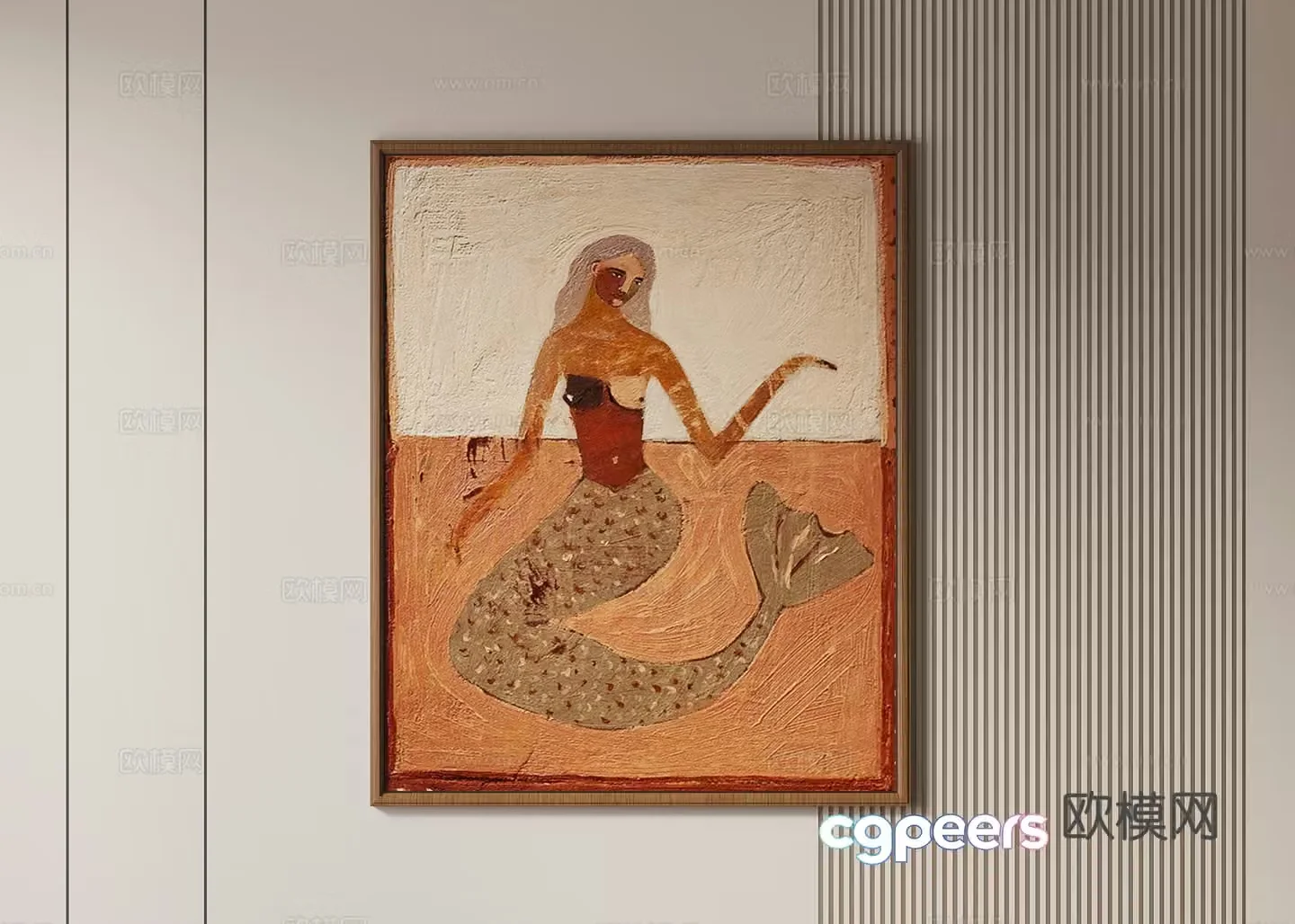 Middle-aged style hanging paintings Mermaid hanging paintings Oil paintings 3D model