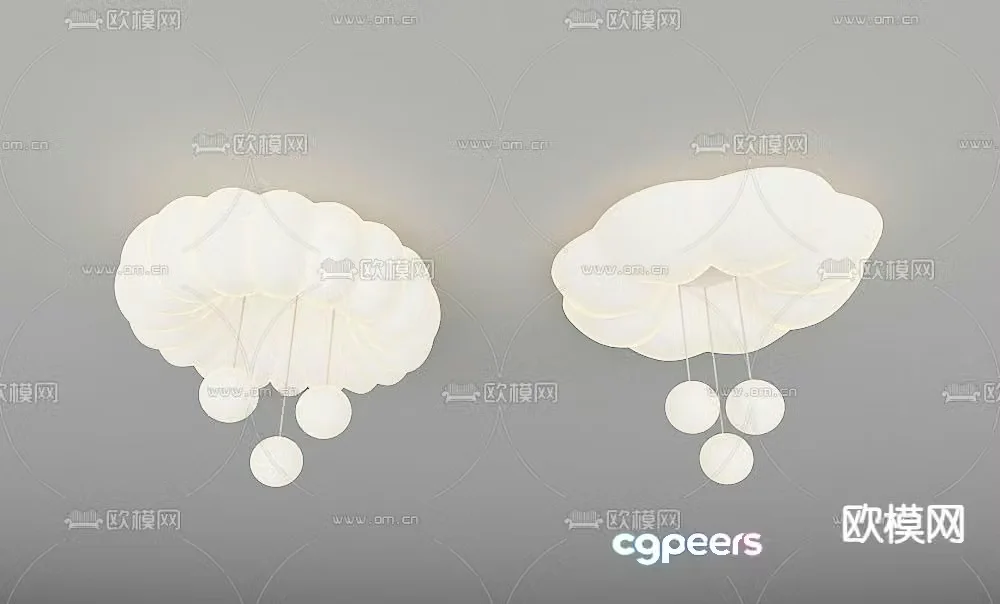 Creamy air ceiling lamp Bedroom lamp 3d model