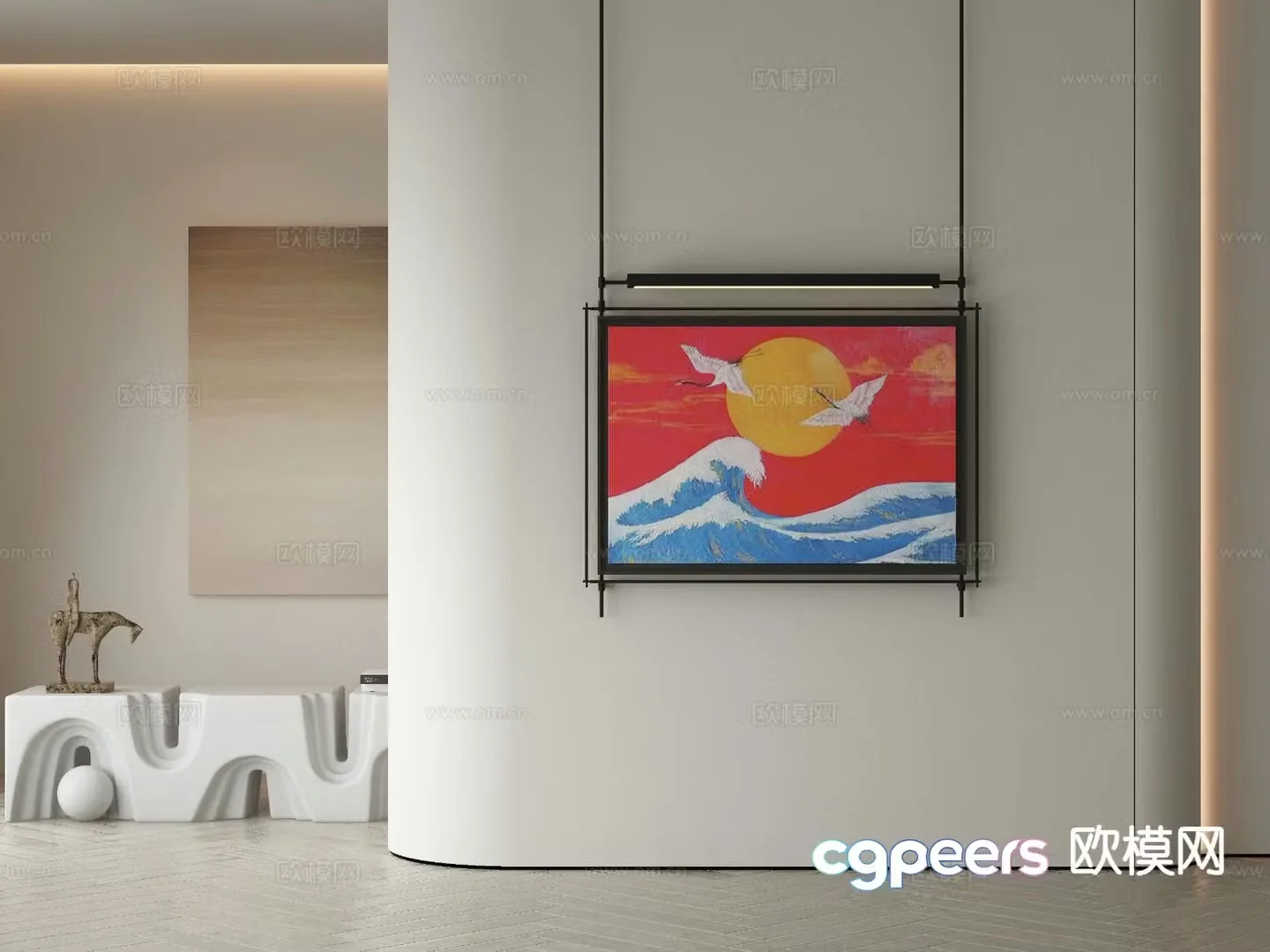 New Chinese style art painting decorative painting 3d model