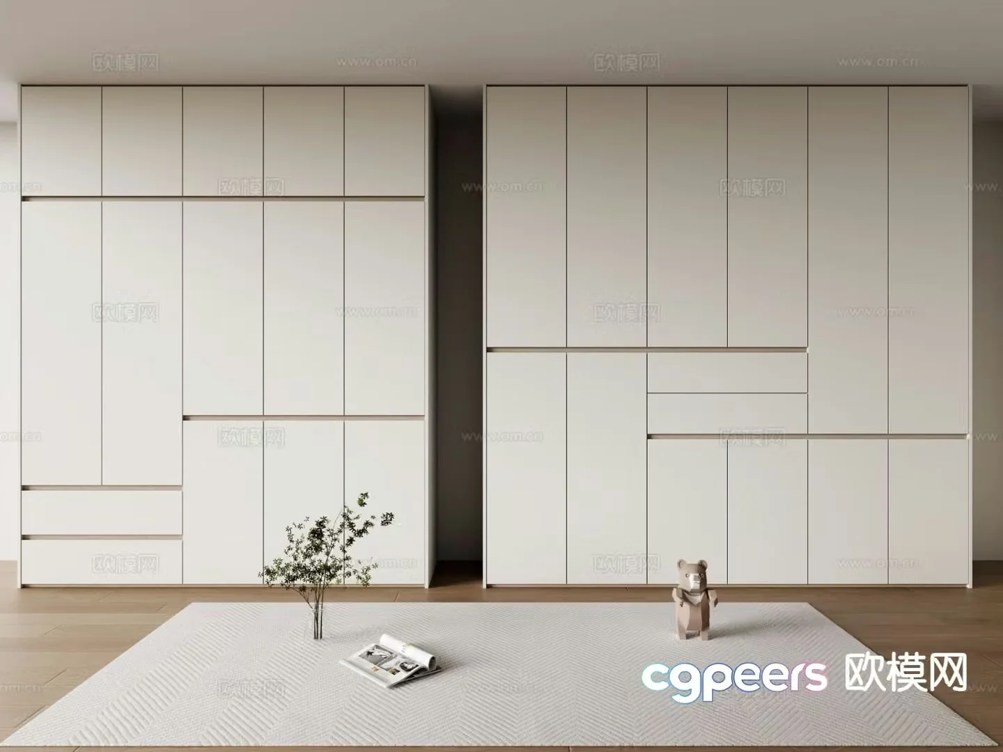 Cream style wardrobe top wardrobe heightened wardrobe 3D model