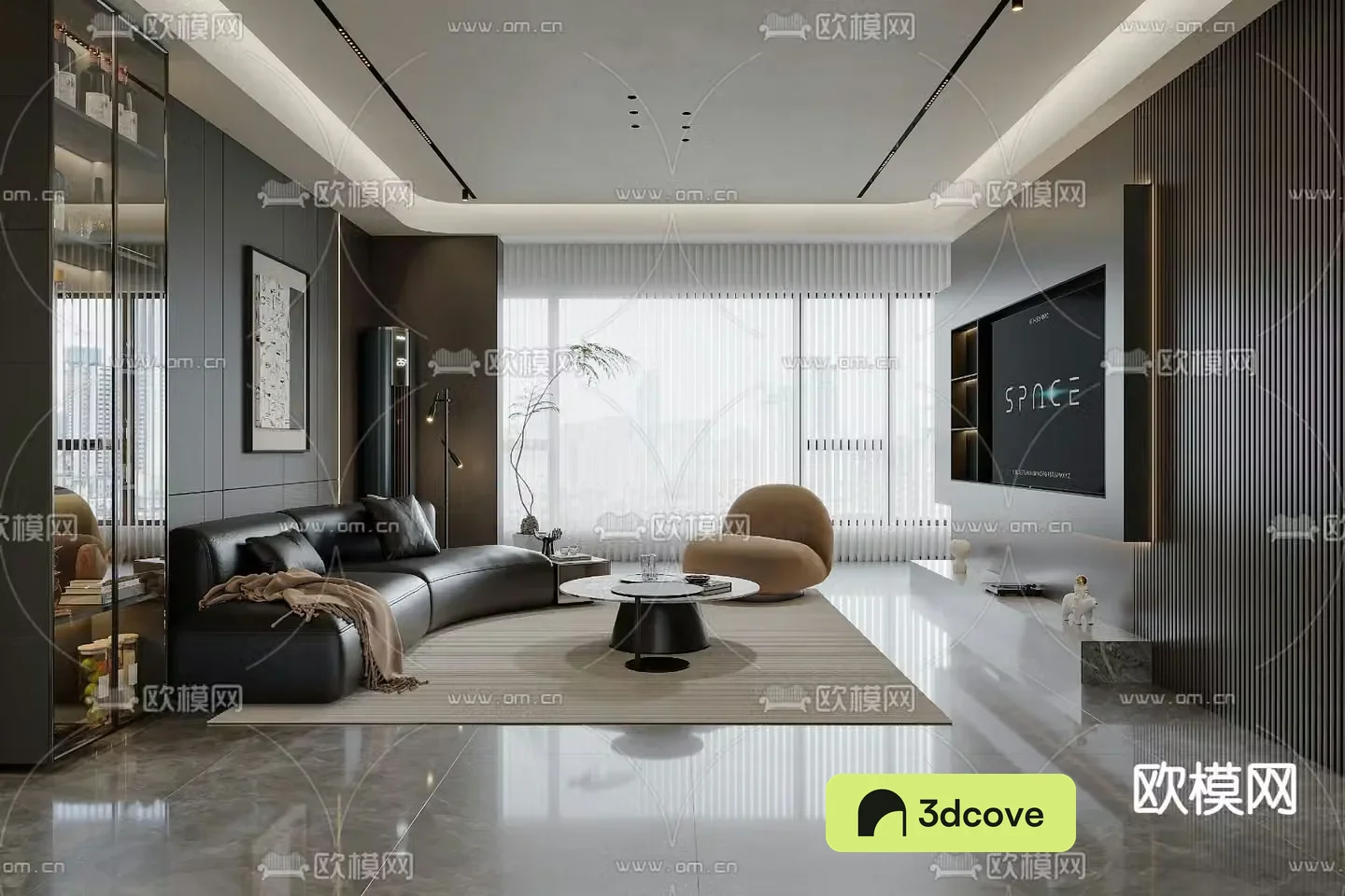 Modern living and dining room