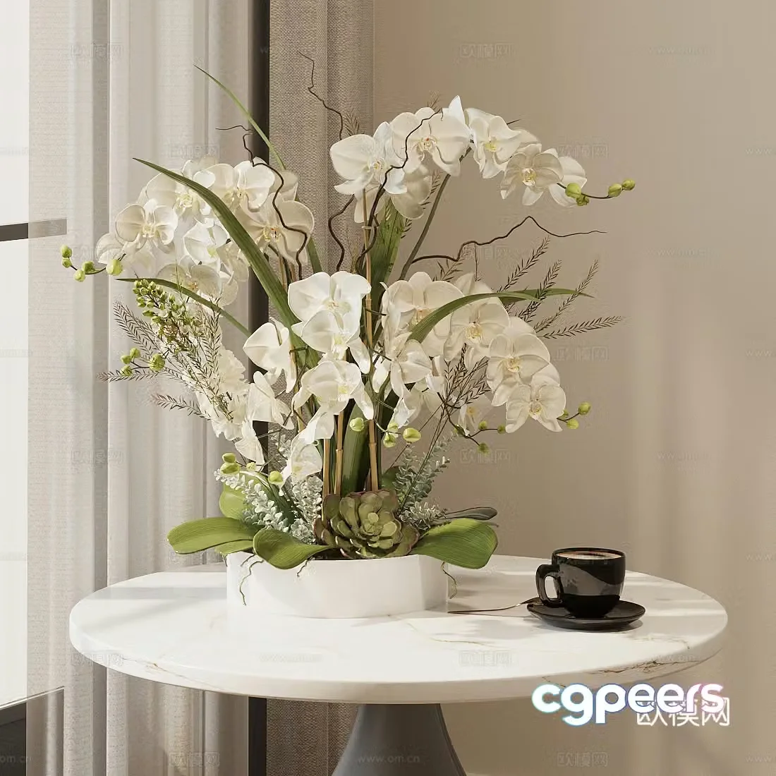 Flower art potted plants Flower art vase Flower art ornaments Flower art green plants 3D model
