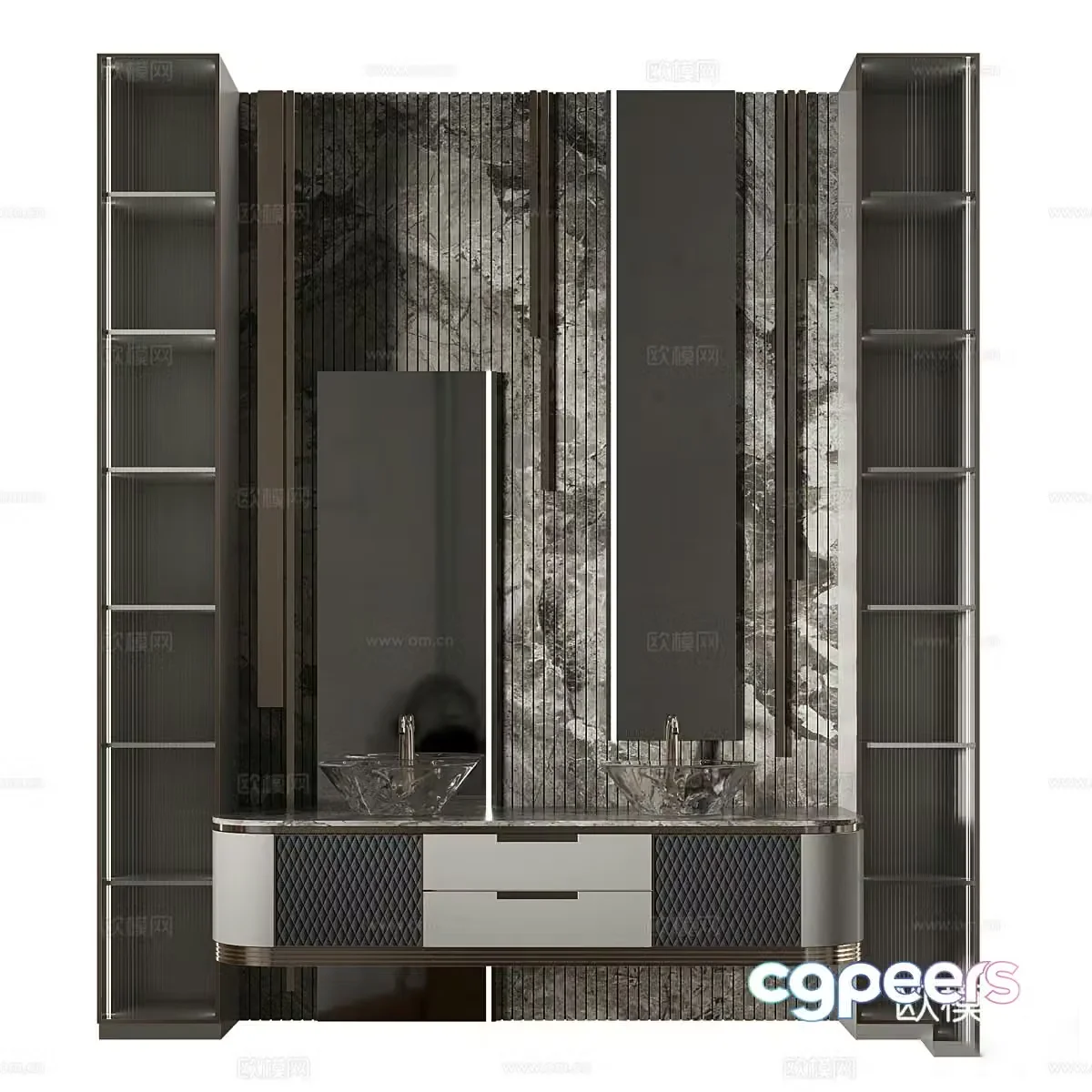 New Chinese style bathroom cabinet 3D model