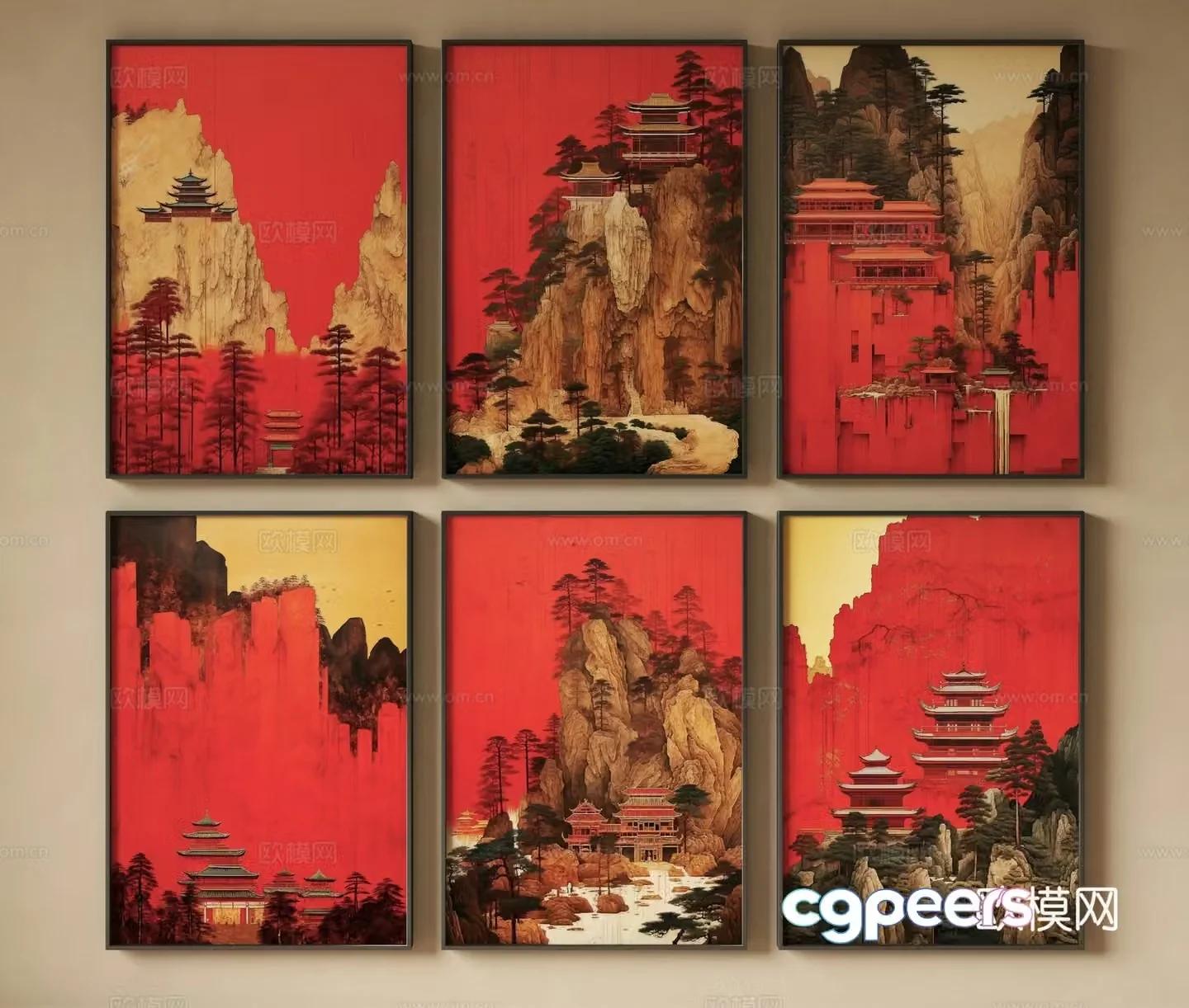 Chinese decorative painting 3d model