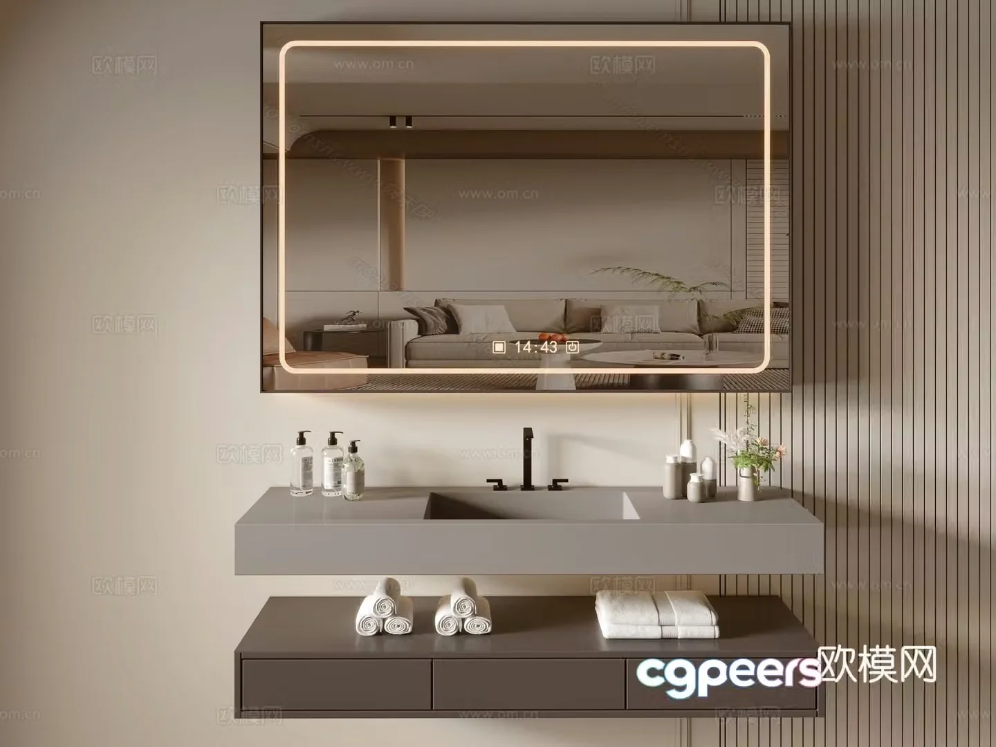 Modern bathroom cabinet bathroom basin bathroom ornaments mirror cabinet sink 3d model