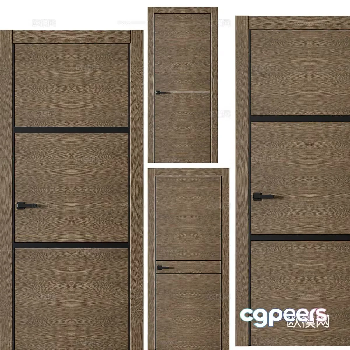 Nordic simple single door room door simple door wooden door 3d model