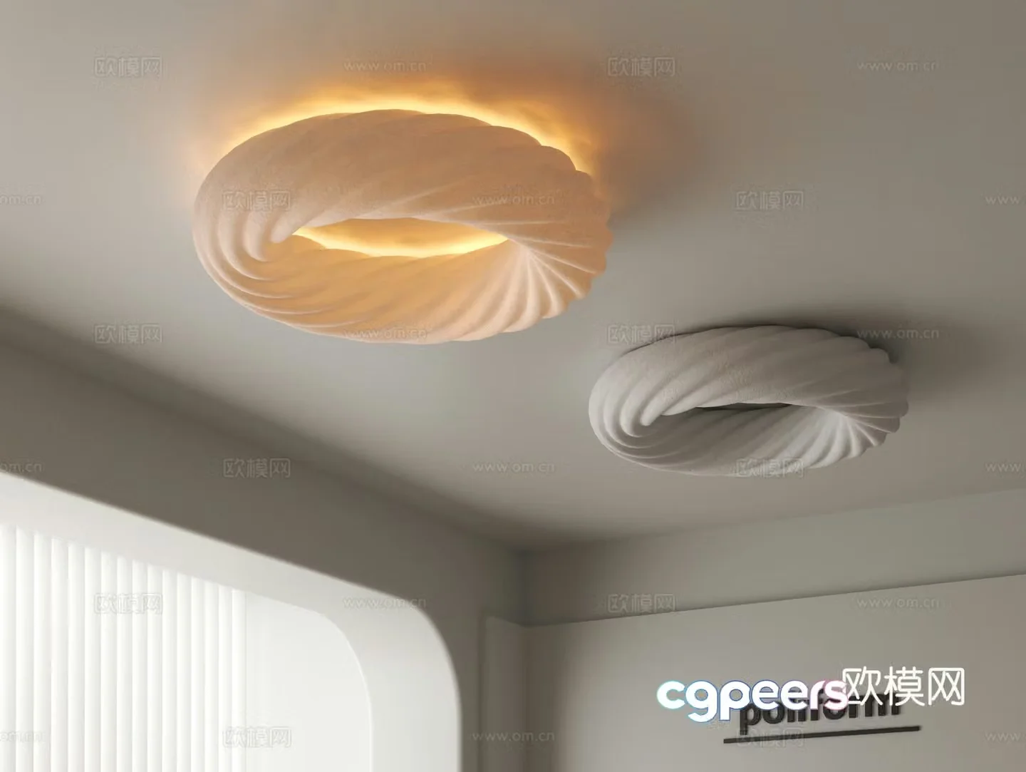 Creamy air ceiling lamp Bedroom ceiling lamp 3d model