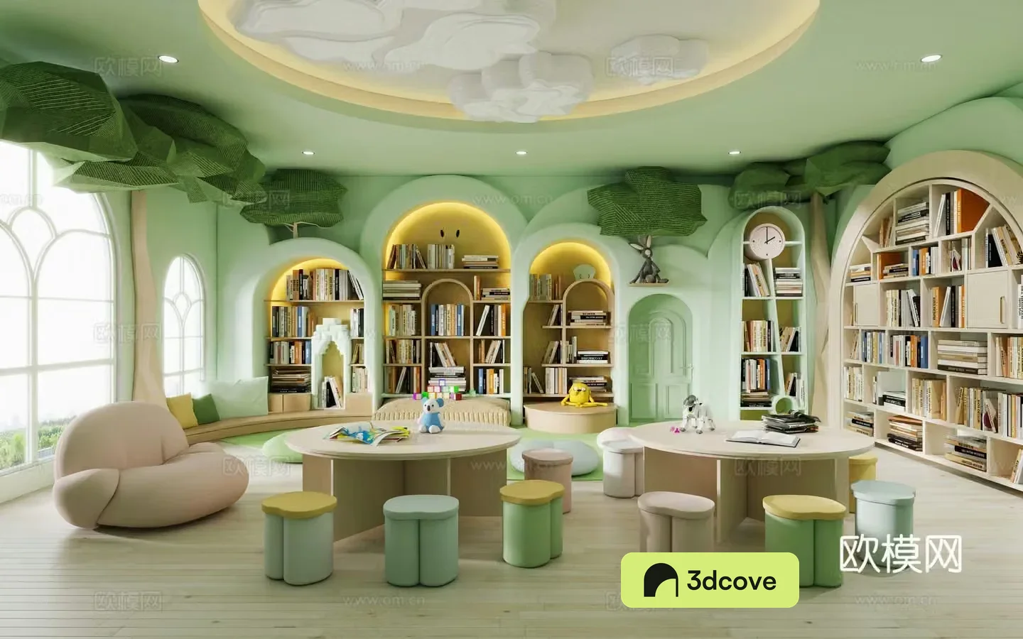 Modern children’s library kindergarten reading room children’s library reading area library bookcase book