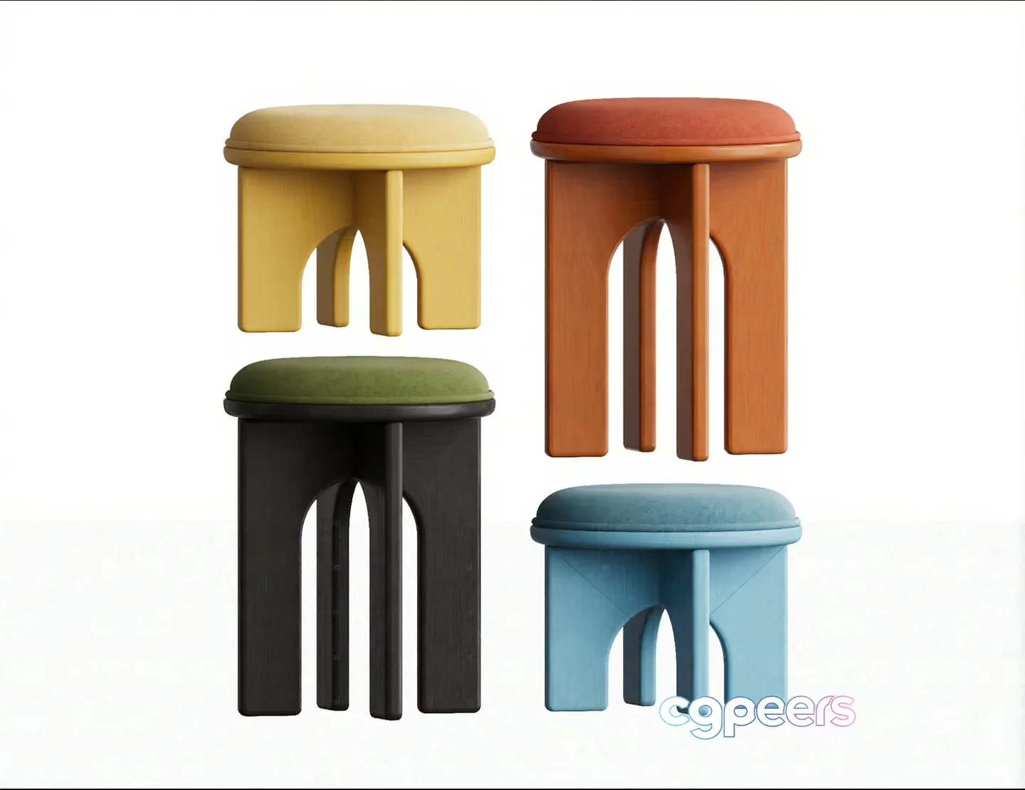Four Stools 3D Model – 10483 – CORONA Render