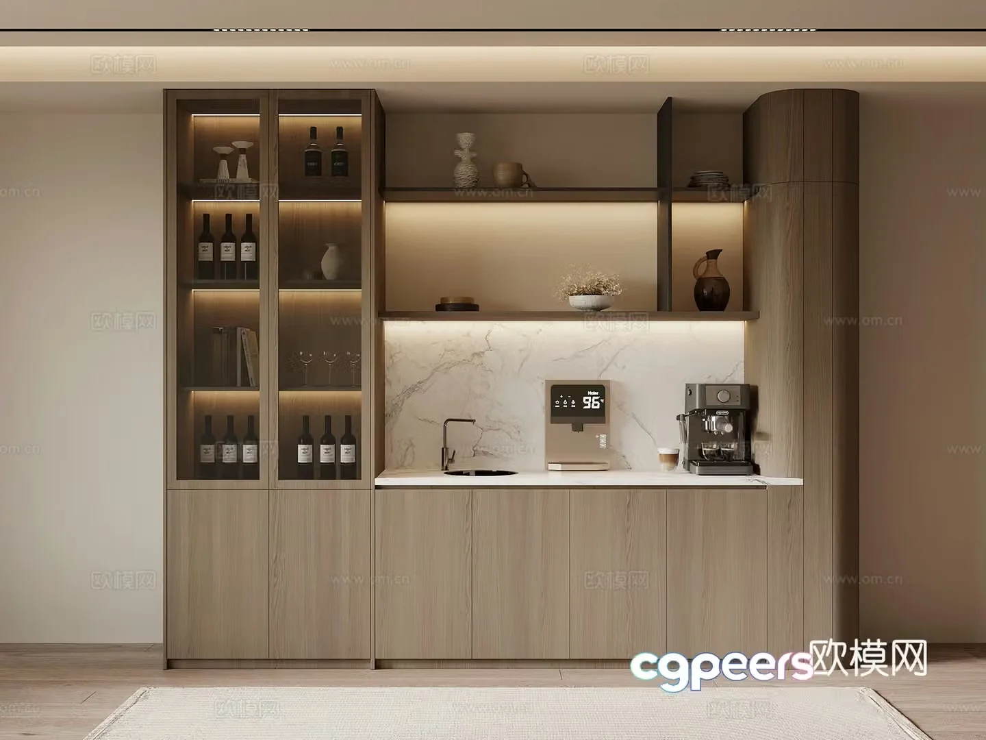 Italian wine cabinet sideboard 3d model