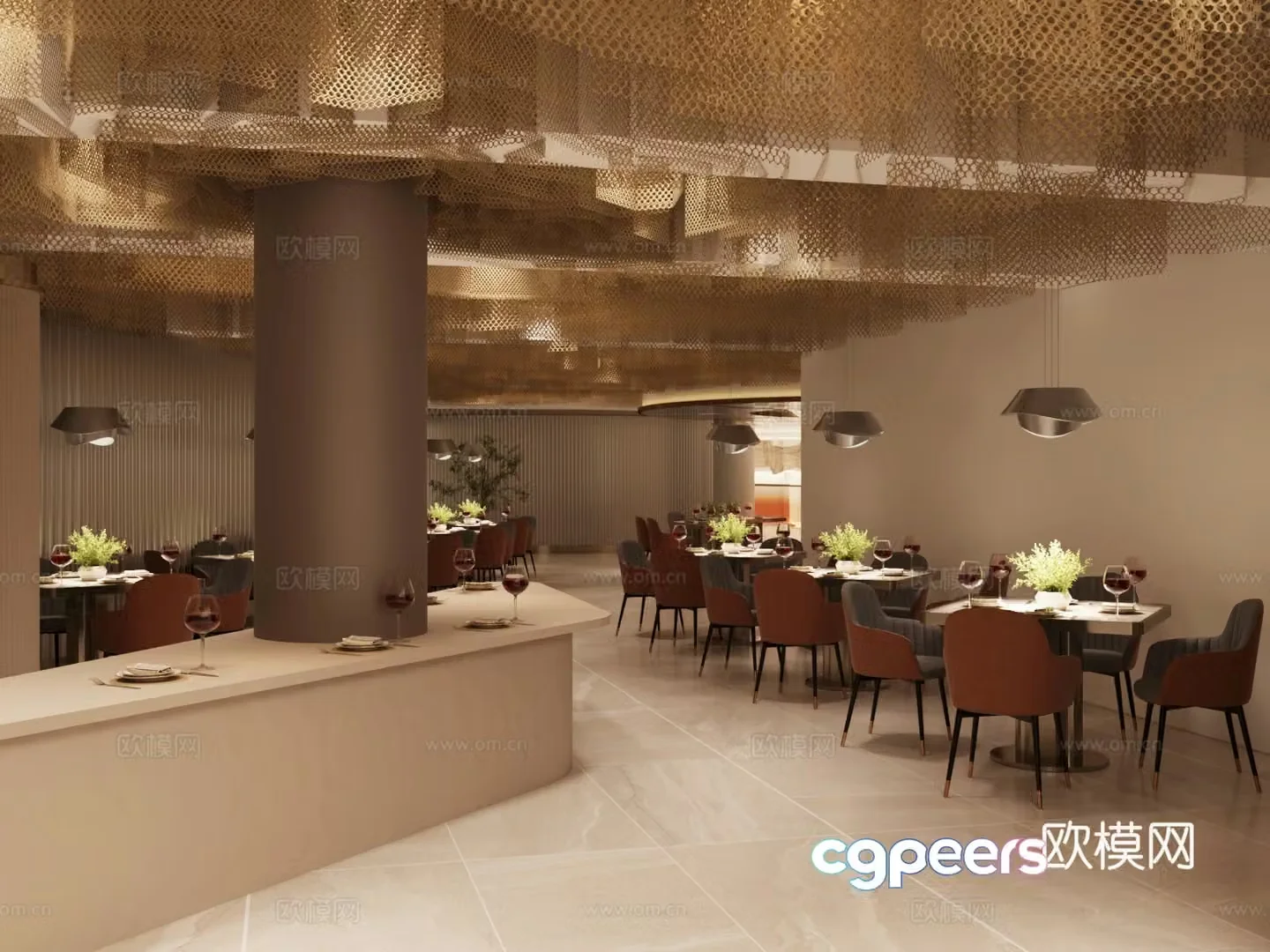 Modern Western Restaurant 3D Model