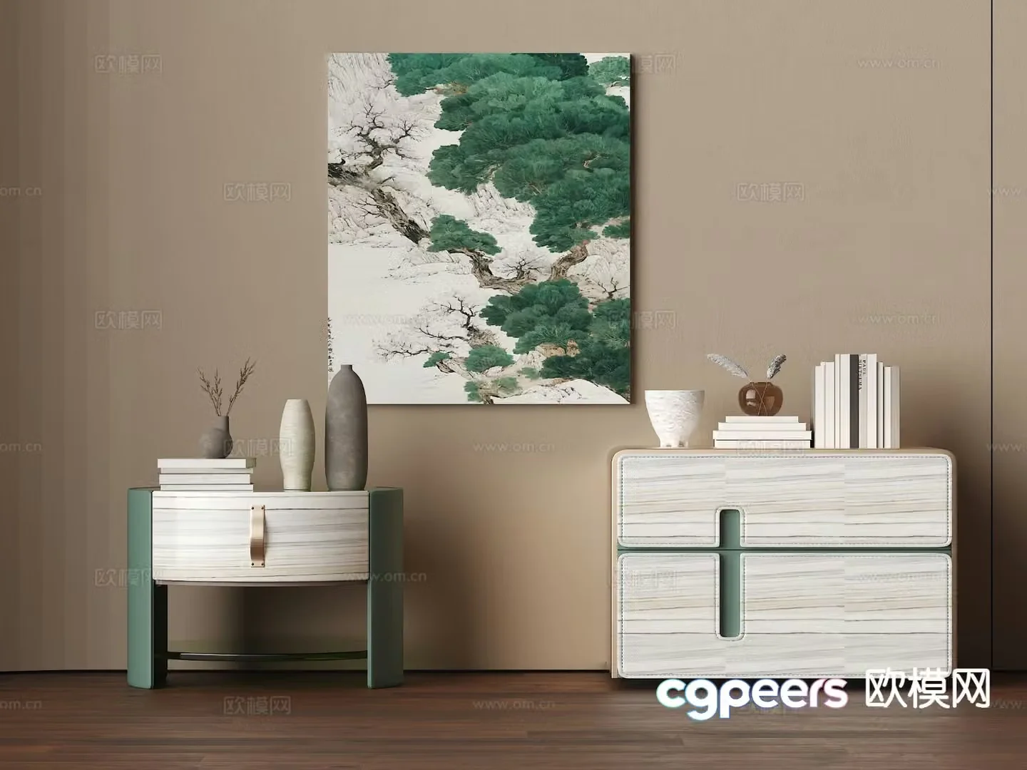 New Chinese style bedside table 3d model