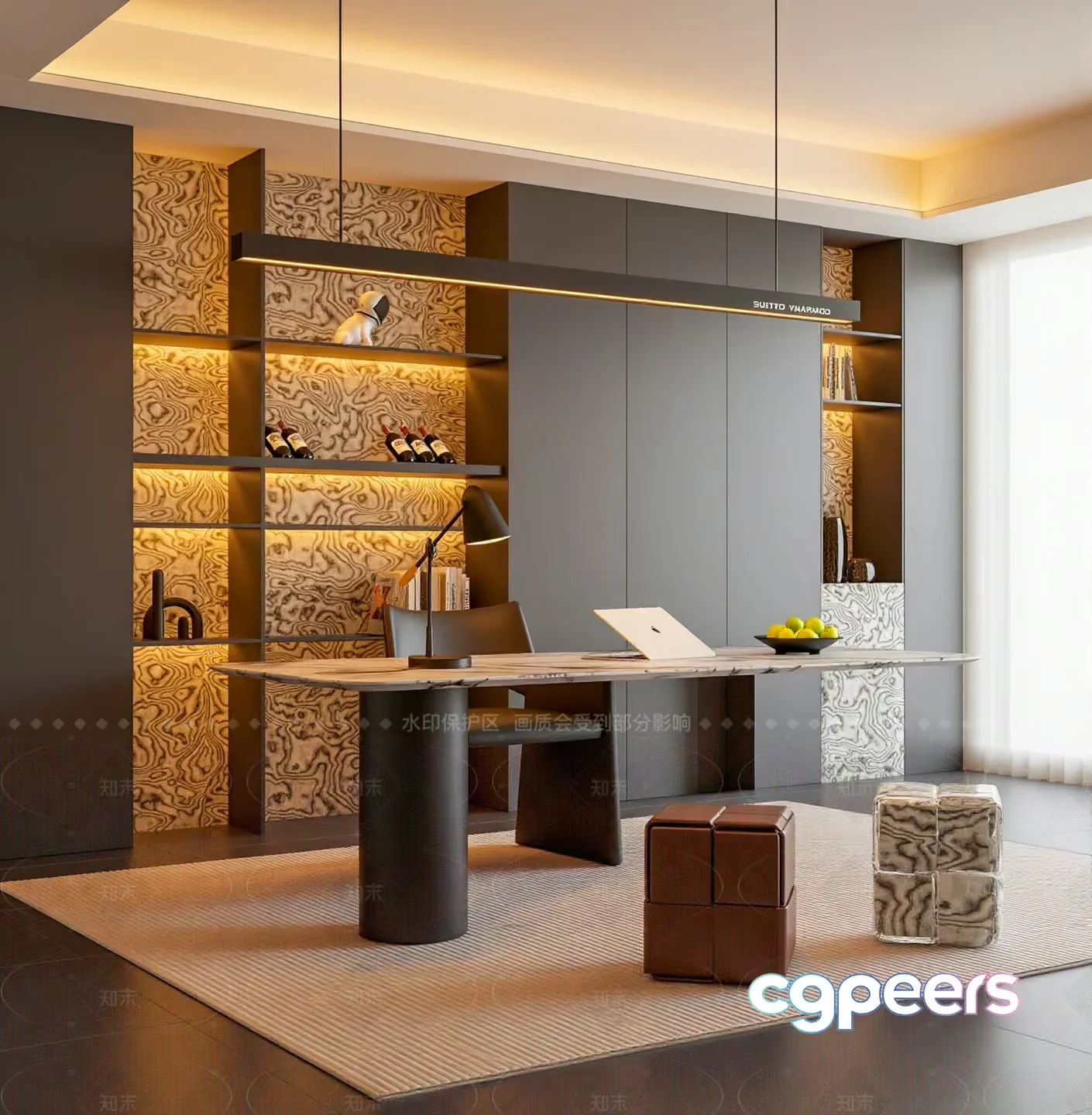 Modern Office Space 3D Model – 16056 – VRAY Render