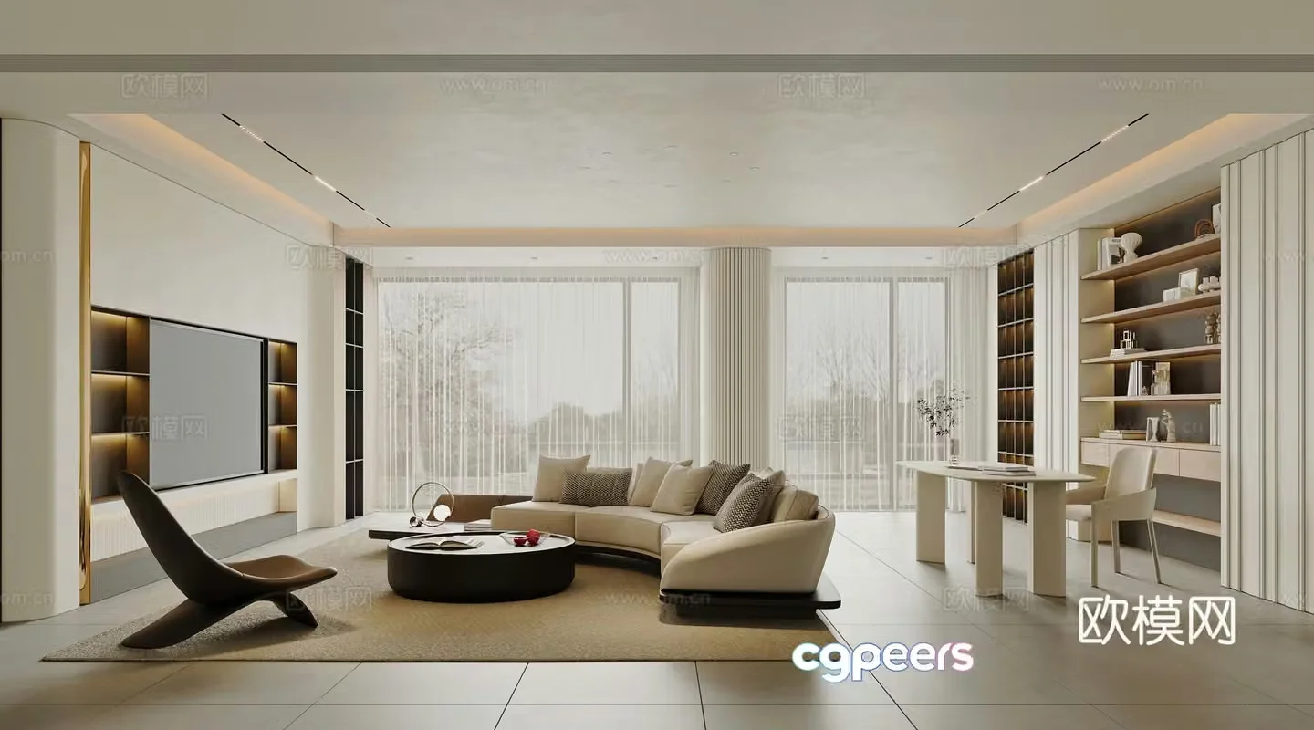 Modern minimalist living room 3d model