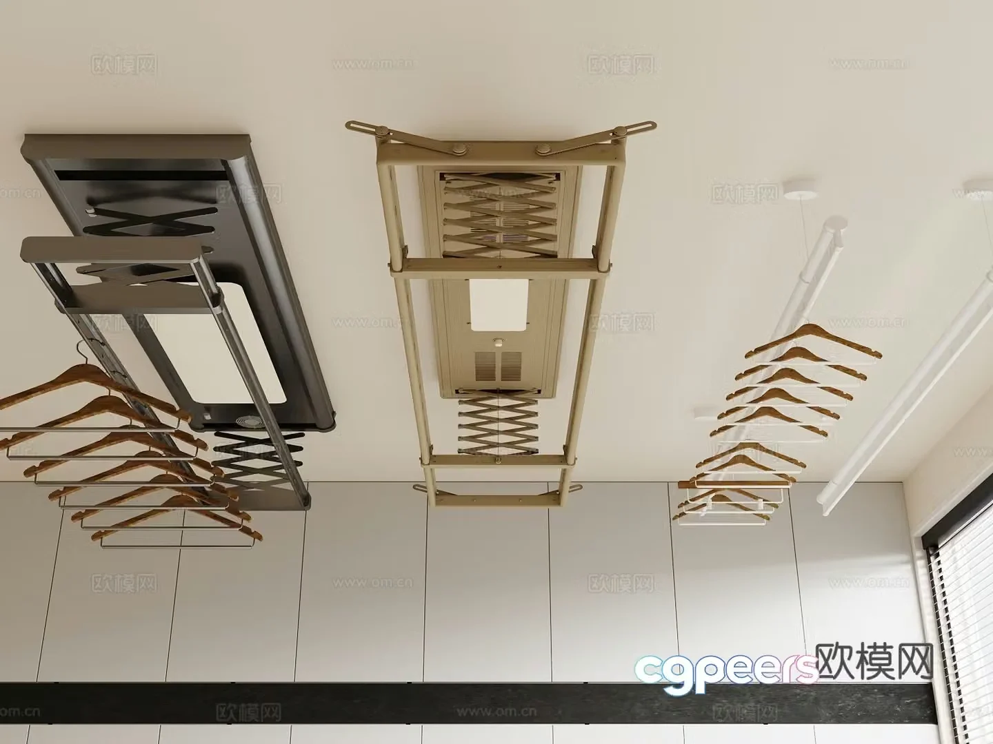 Electric clothes drying rack telescopic clothes drying rack 3d model