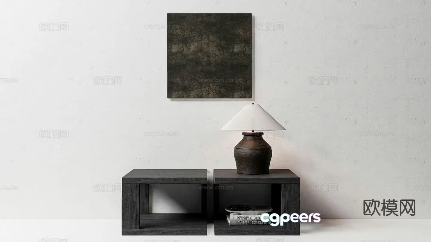 Wabi-sabi style bedside table 3d model