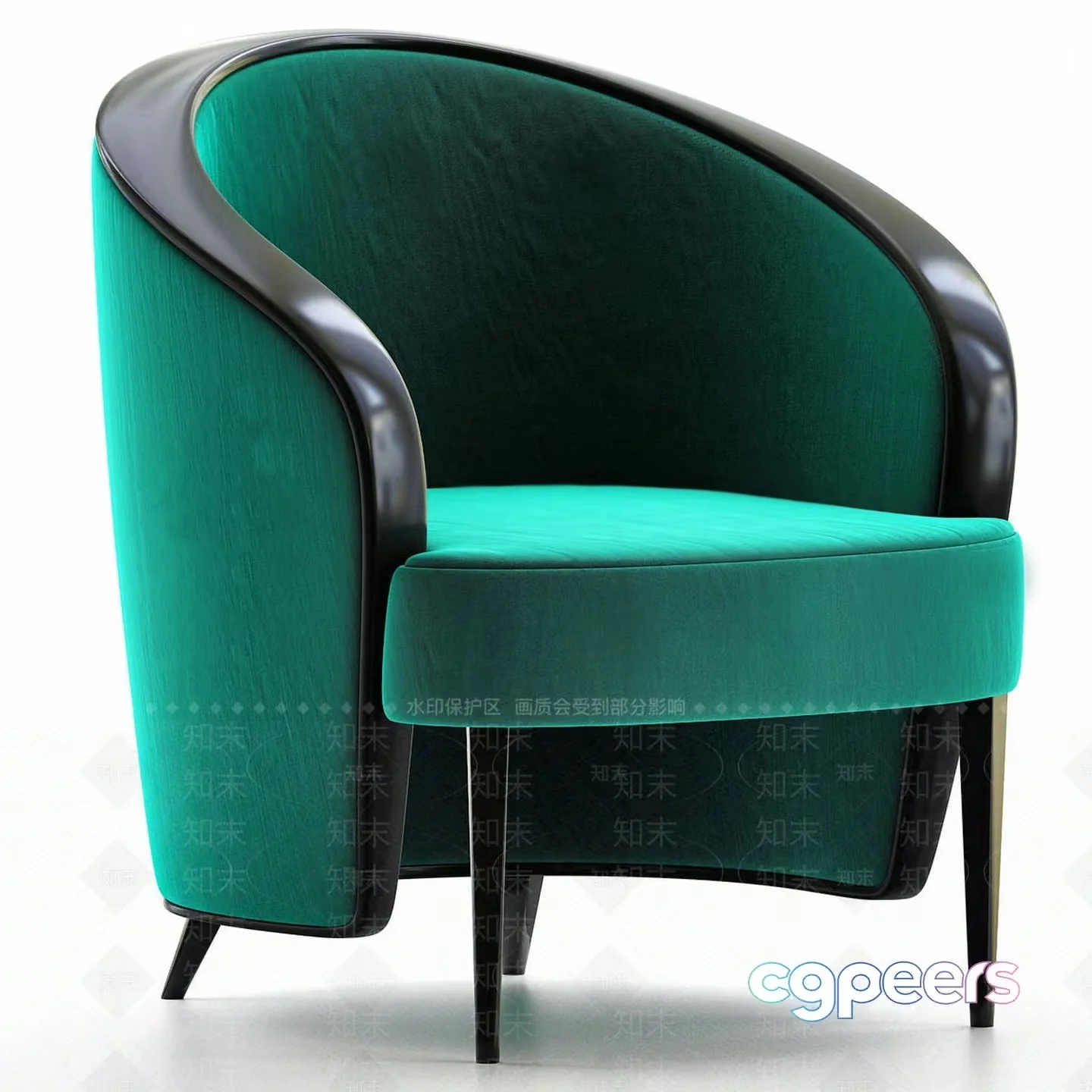 A Green Chair With A Black Frame 3D Model – 10987 – VRAY Render