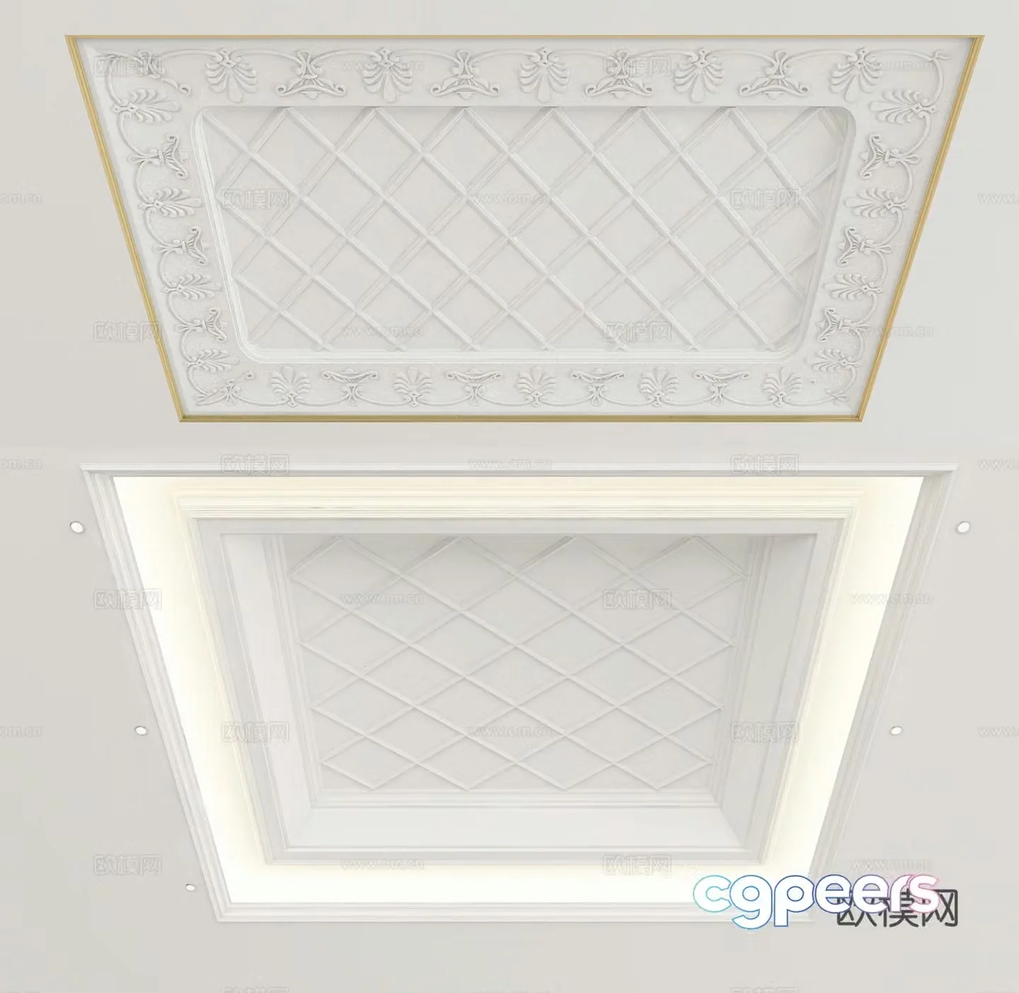 European ceiling white suspended ceiling 3d model