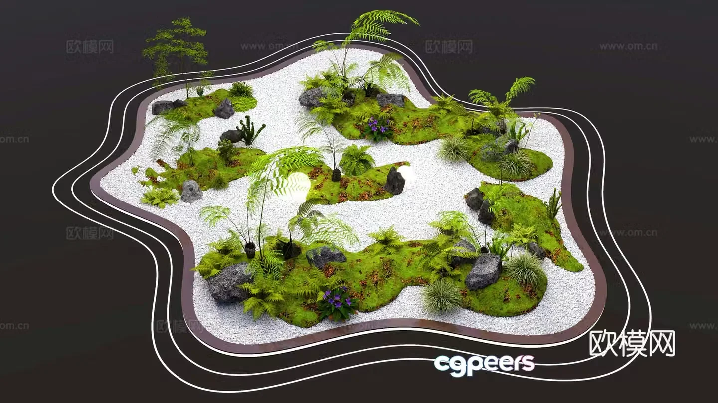 Landscape sketch Fern Moss Green Plant Plant Landscape Garden sketch Plant combination 3D model