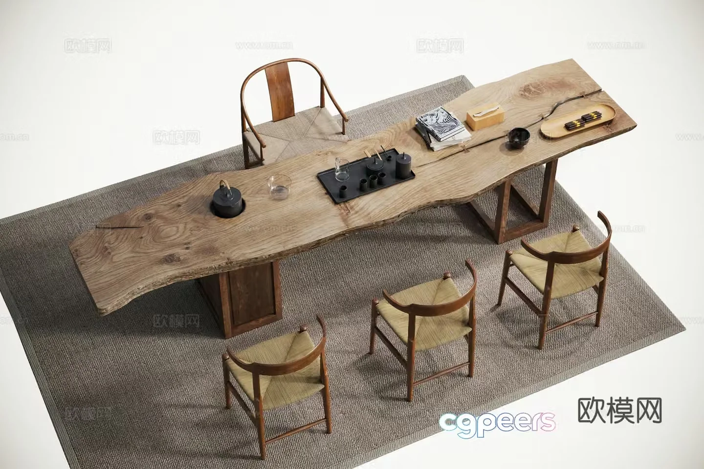 New Chinese style tea table tea table 3d model