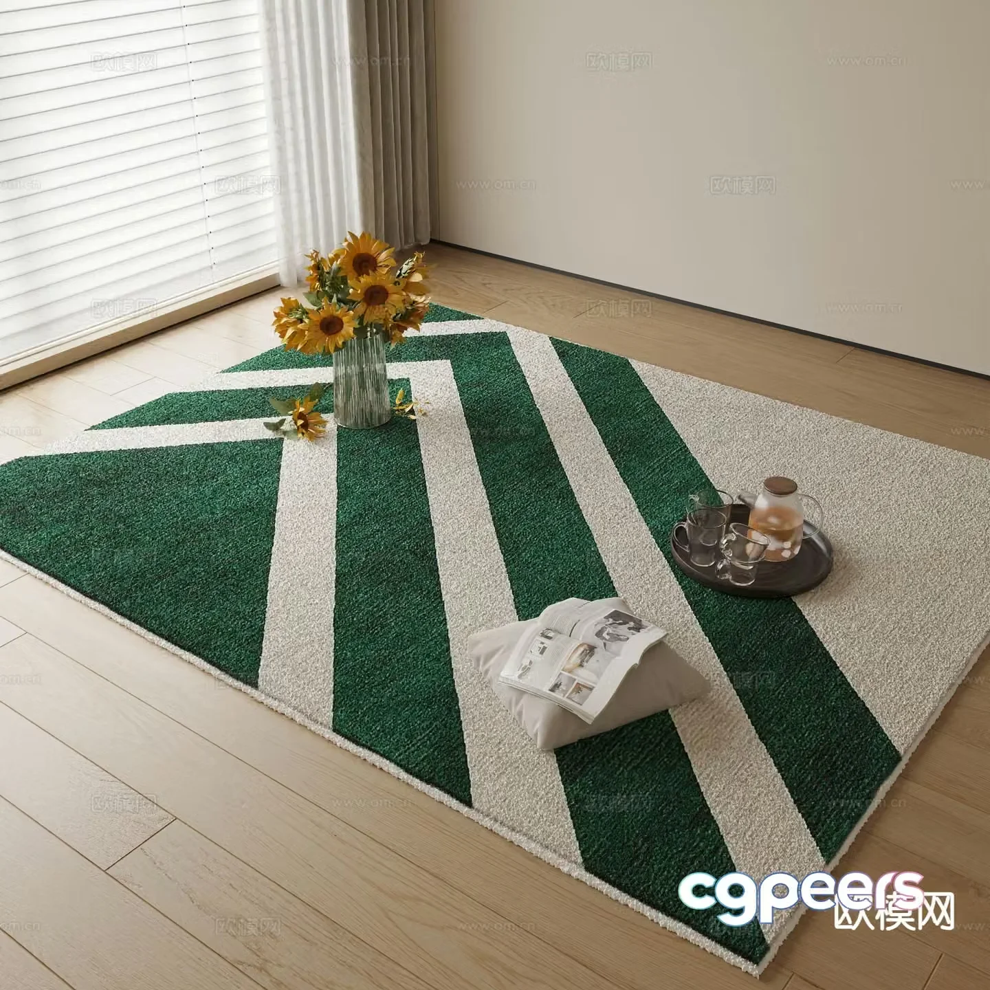 abstract carpet square rug 3d model