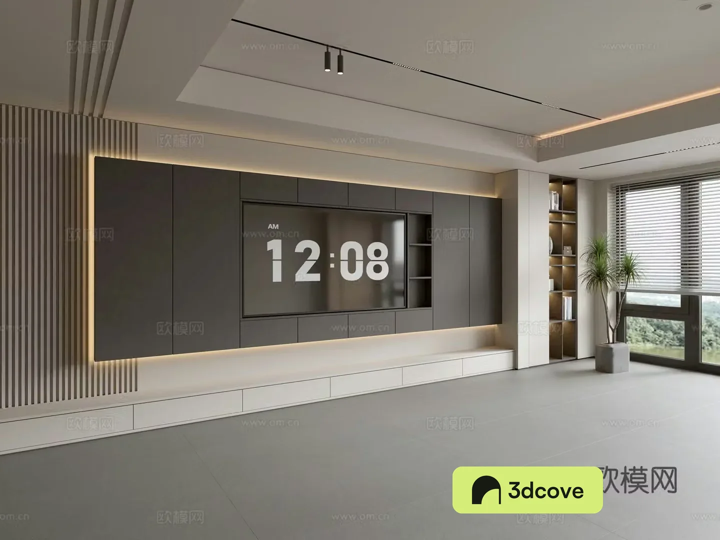 Modern Italian living room light luxury TV background wall full wall TV cabinet