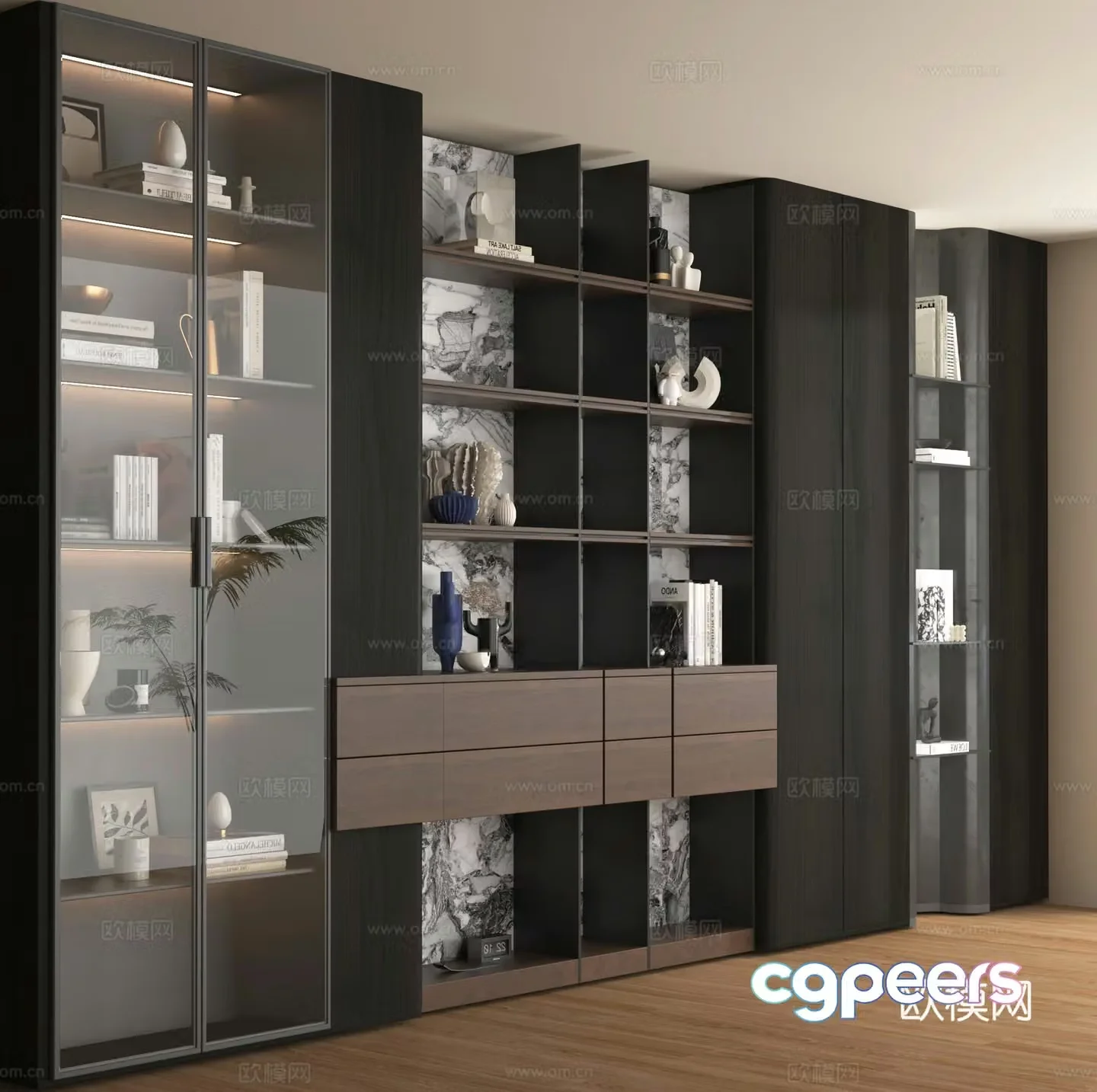 Showcase Locker Cabinet Decoration Cabinet Bookcase 3D Model