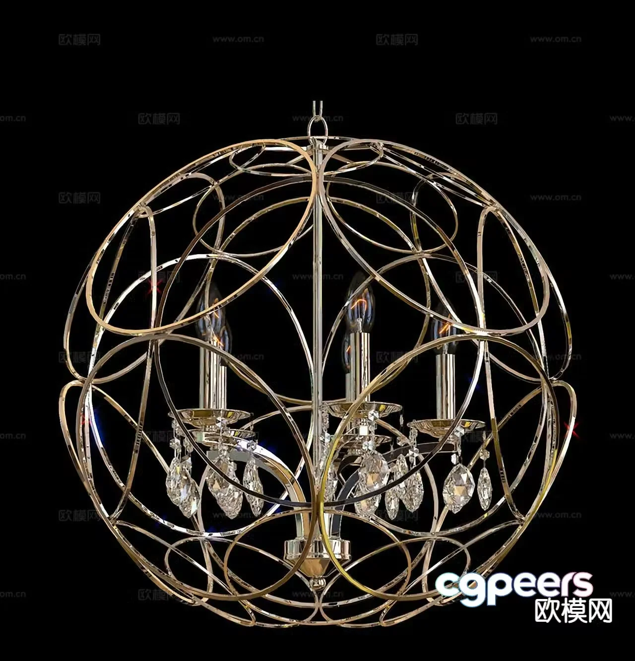 Light luxury spherical chandelier 3D model