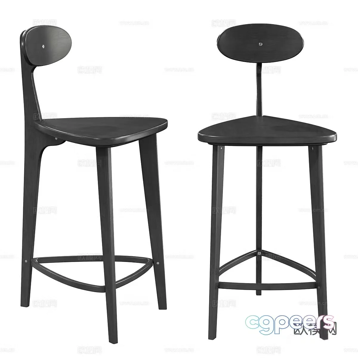 New Chinese style bar stool half bar chair 3D model