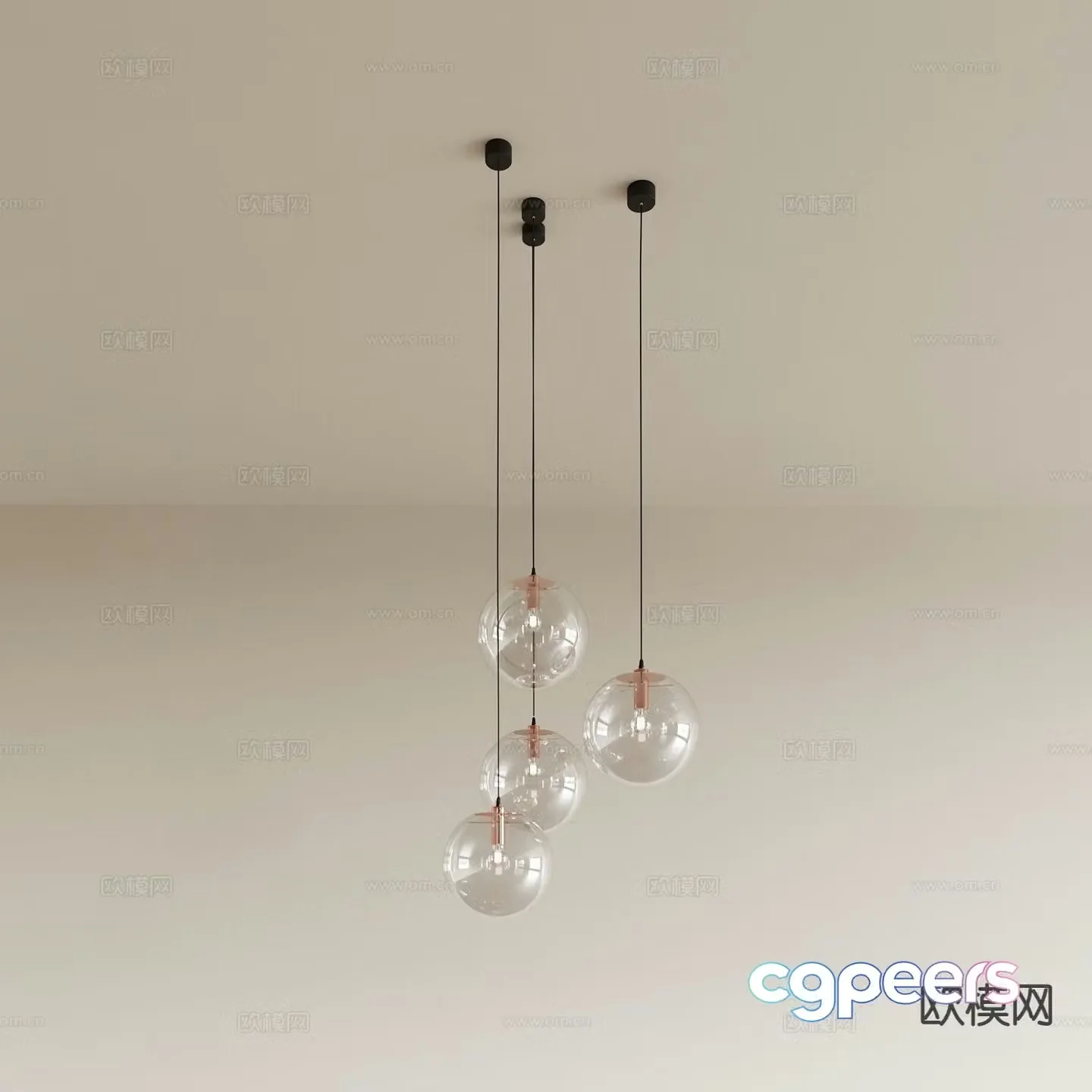 Spherical chandelier restaurant chandelier 3d model