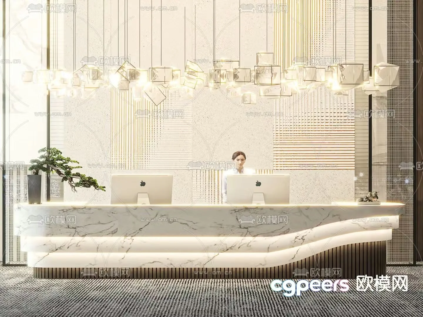 Front desk service desk reception desk 3d model