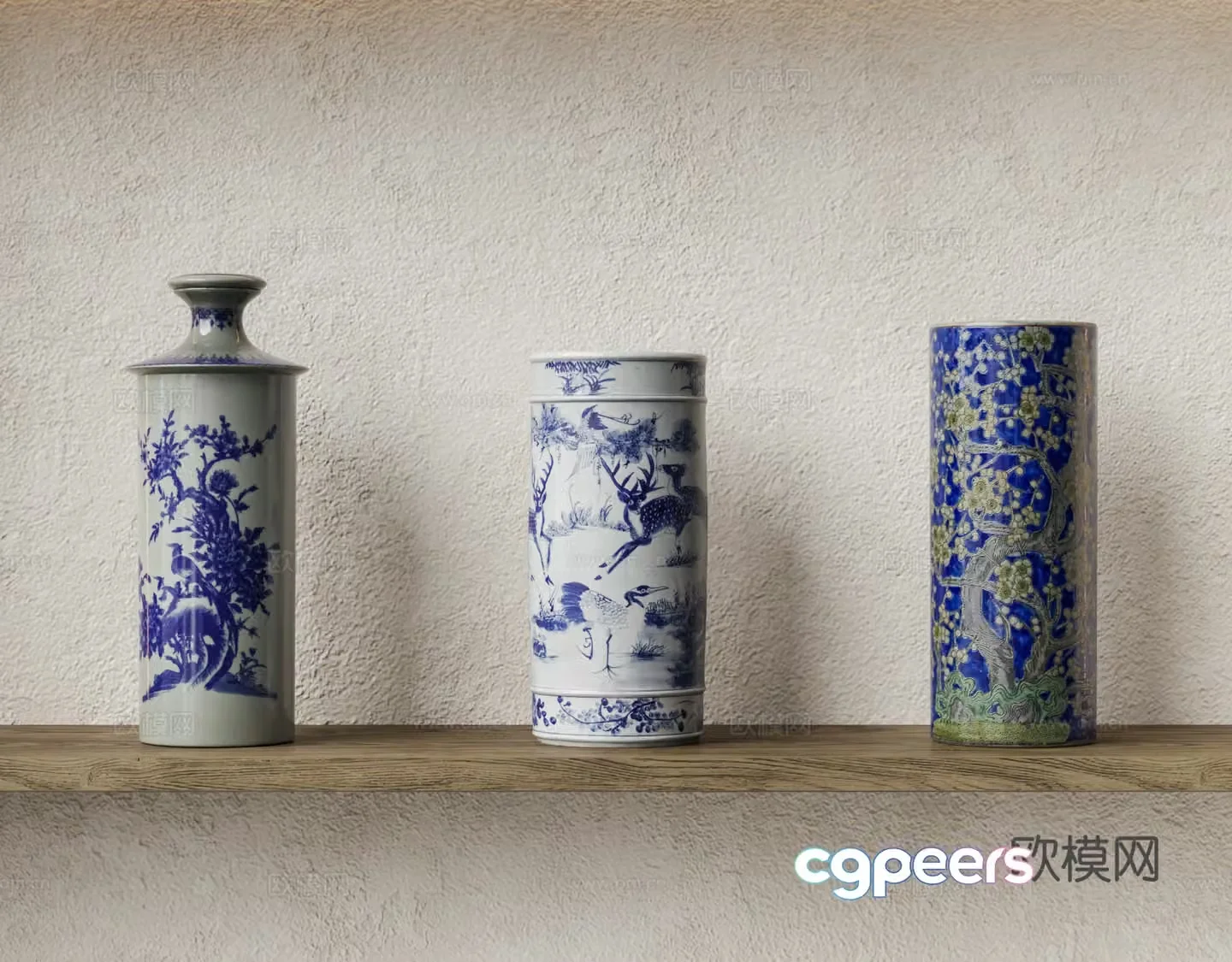 Ceramic vase Blue and white porcelain vase Porcelain vase Blue and white porcelain ornaments 3D model