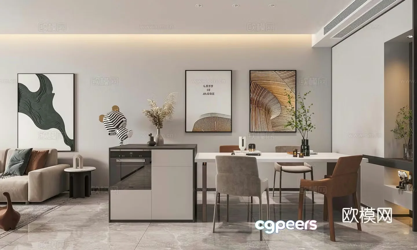 Modern restaurant island bar modern living restaurant light luxury restaurant simple restaurant ornament 3d model