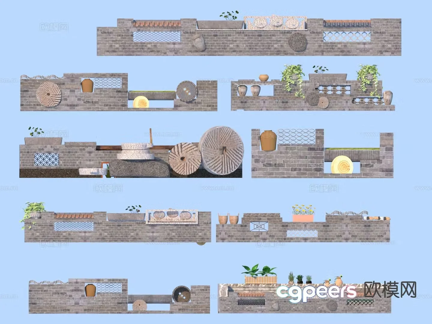 Rural landscape wall folk landscape wall 3D model