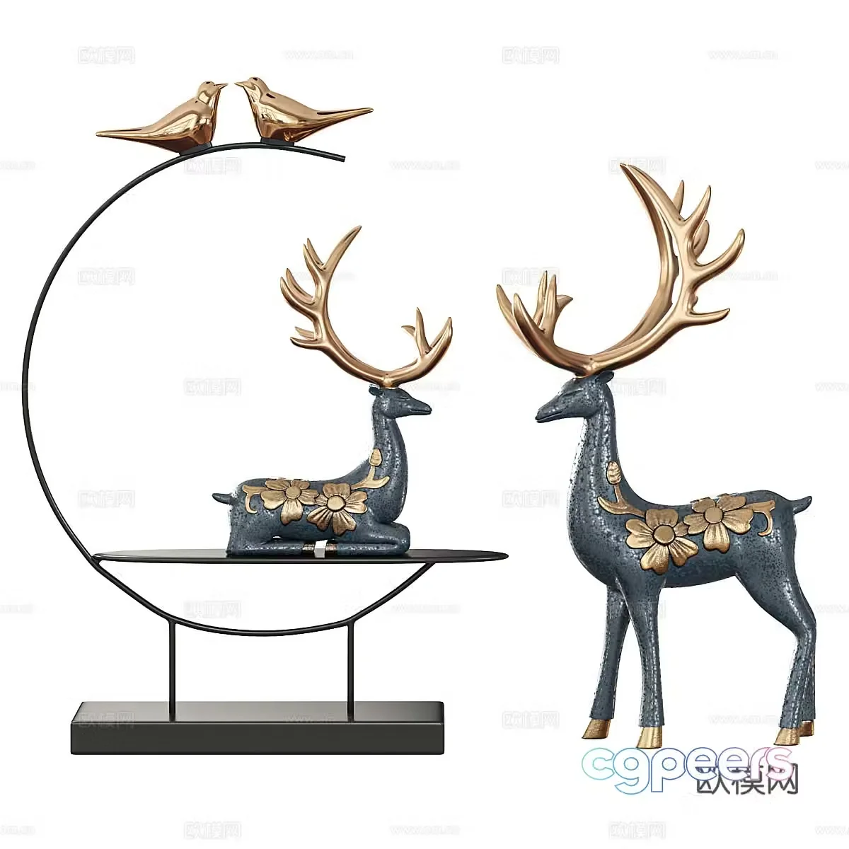 New Chinese deer decoration ornament 3D model