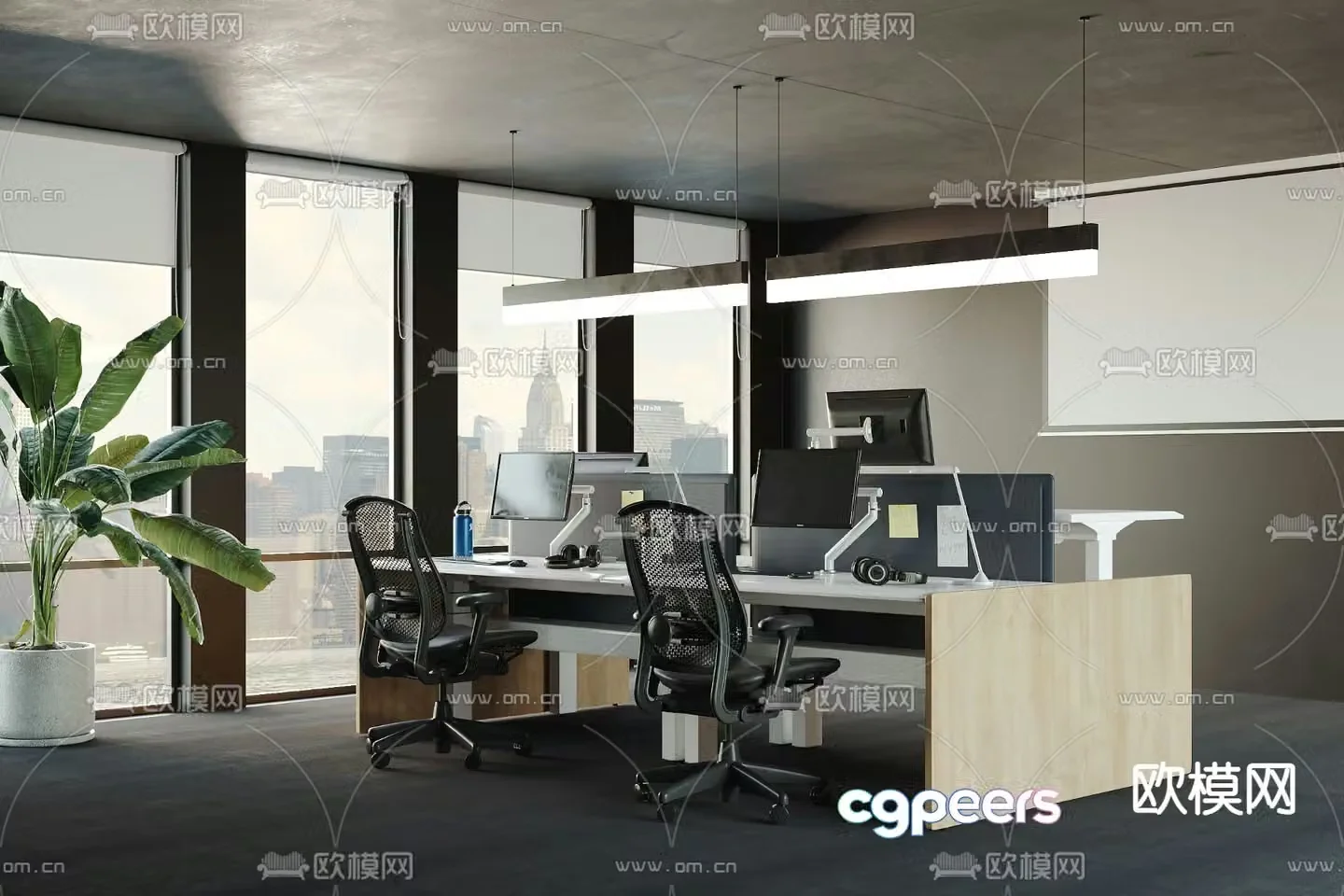 Card space desk workstation 3D model