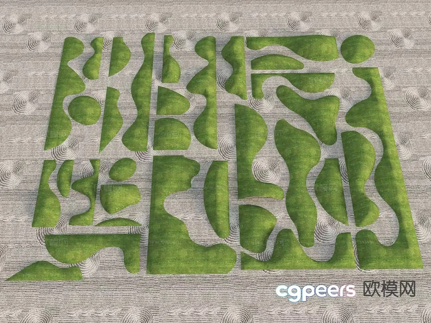 Modern micro-terrain courtyard terrain grass slope hill 3D model