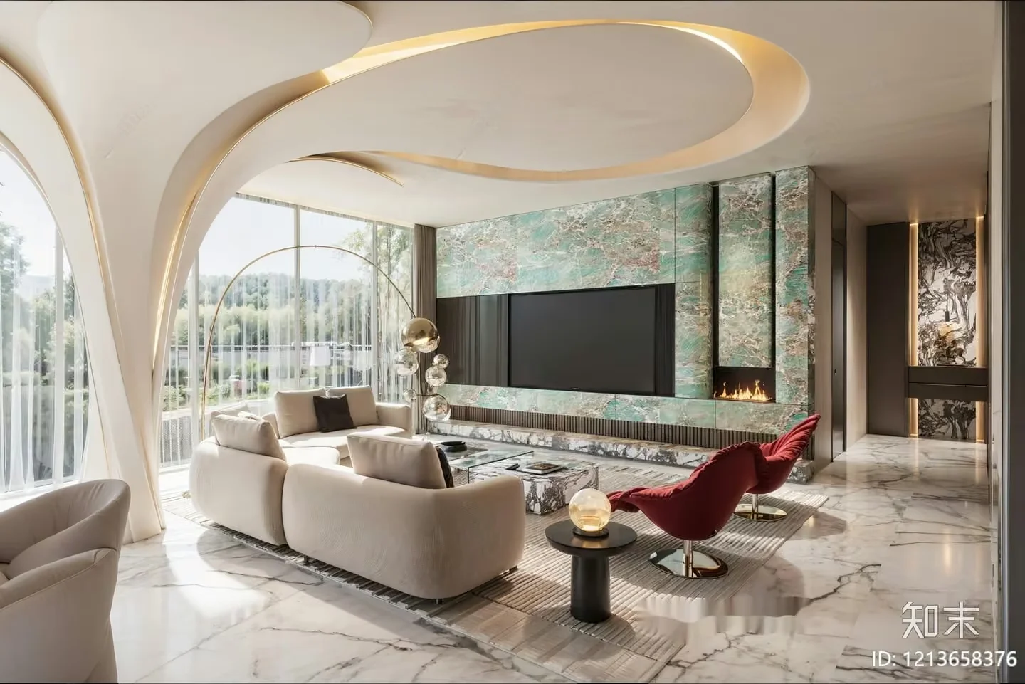 Modern Living Room 3D Model – 16990 – VRAY Render