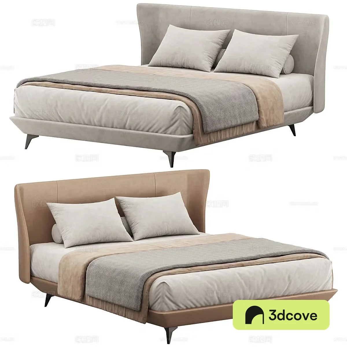 Fabric double bed Simple double bed Combination Leather double bed Bedding Tofu block