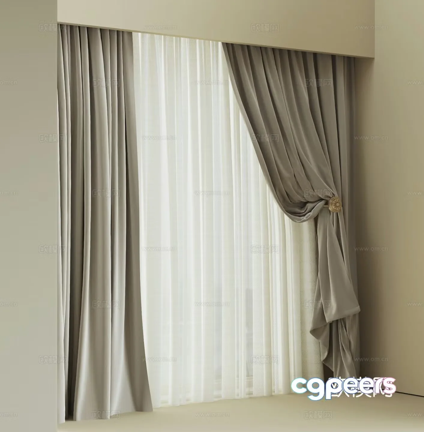 Modern fabric curtain 3d model