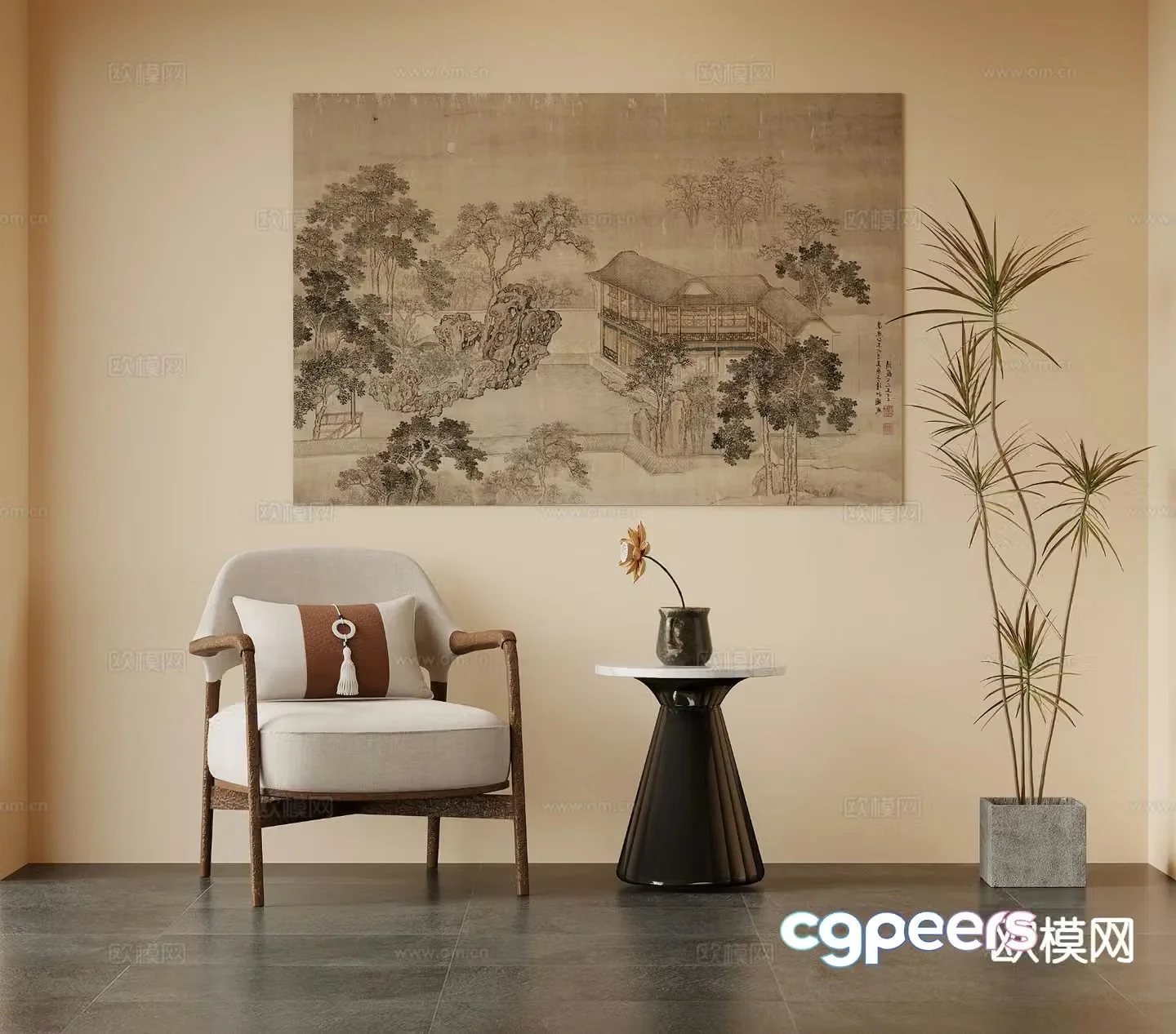 New Chinese style leisure sofa 3d model