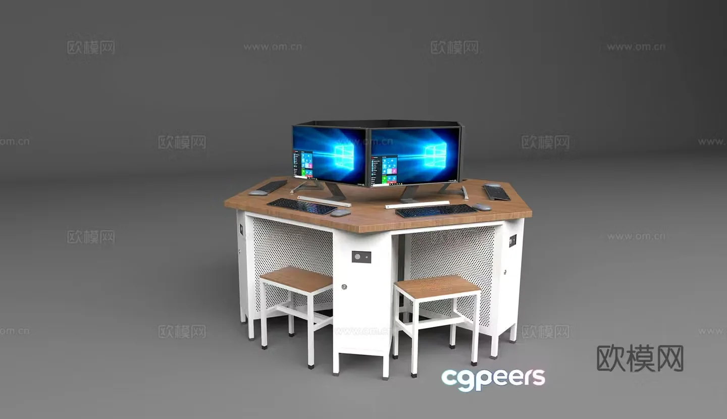 3d model of office desk and chair
