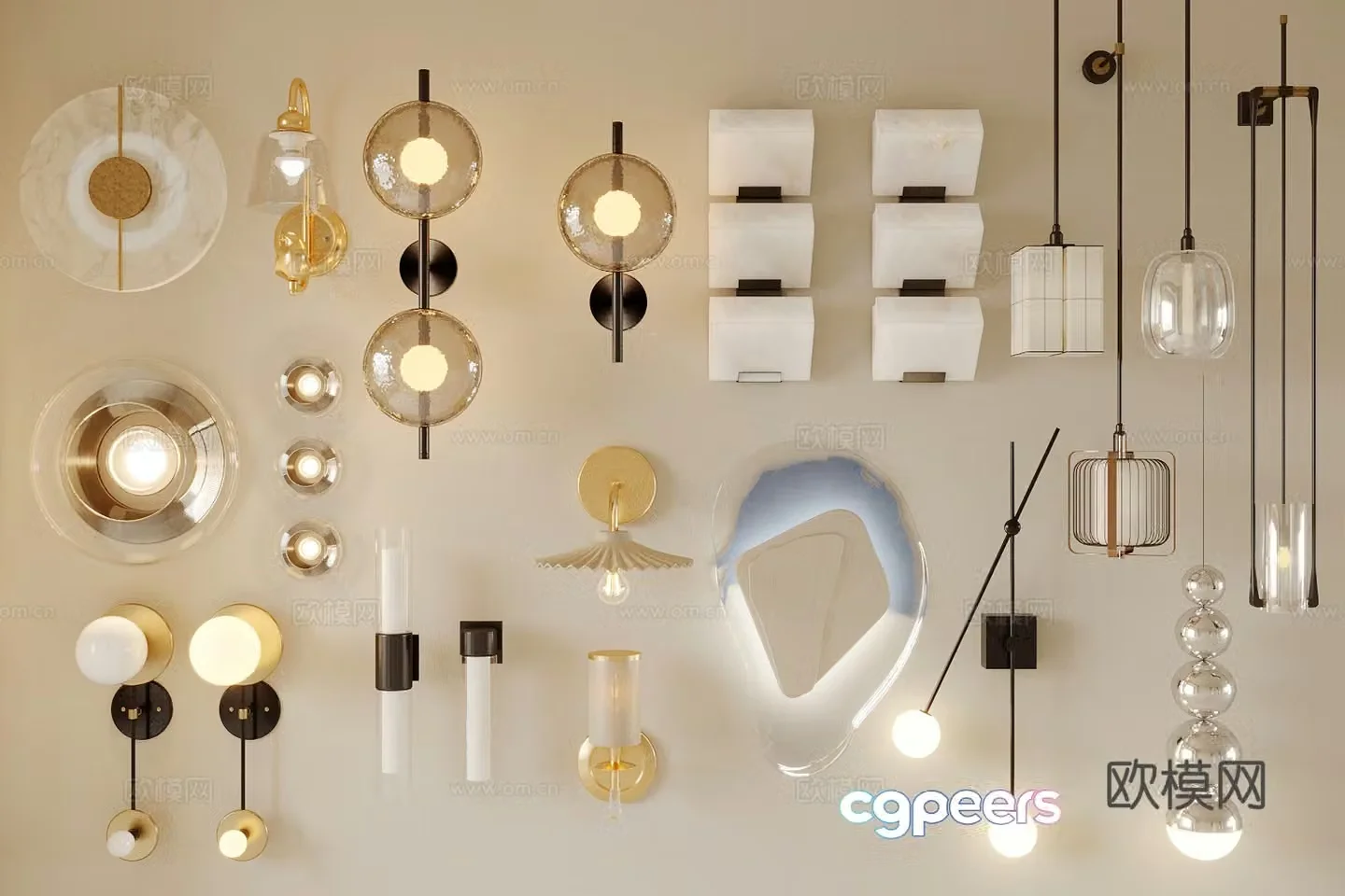 Modern wall lamp Glass wall lamp Long wall lamp Round wall Bedside wall lamp Light luxury Italian wall lamp 3D model